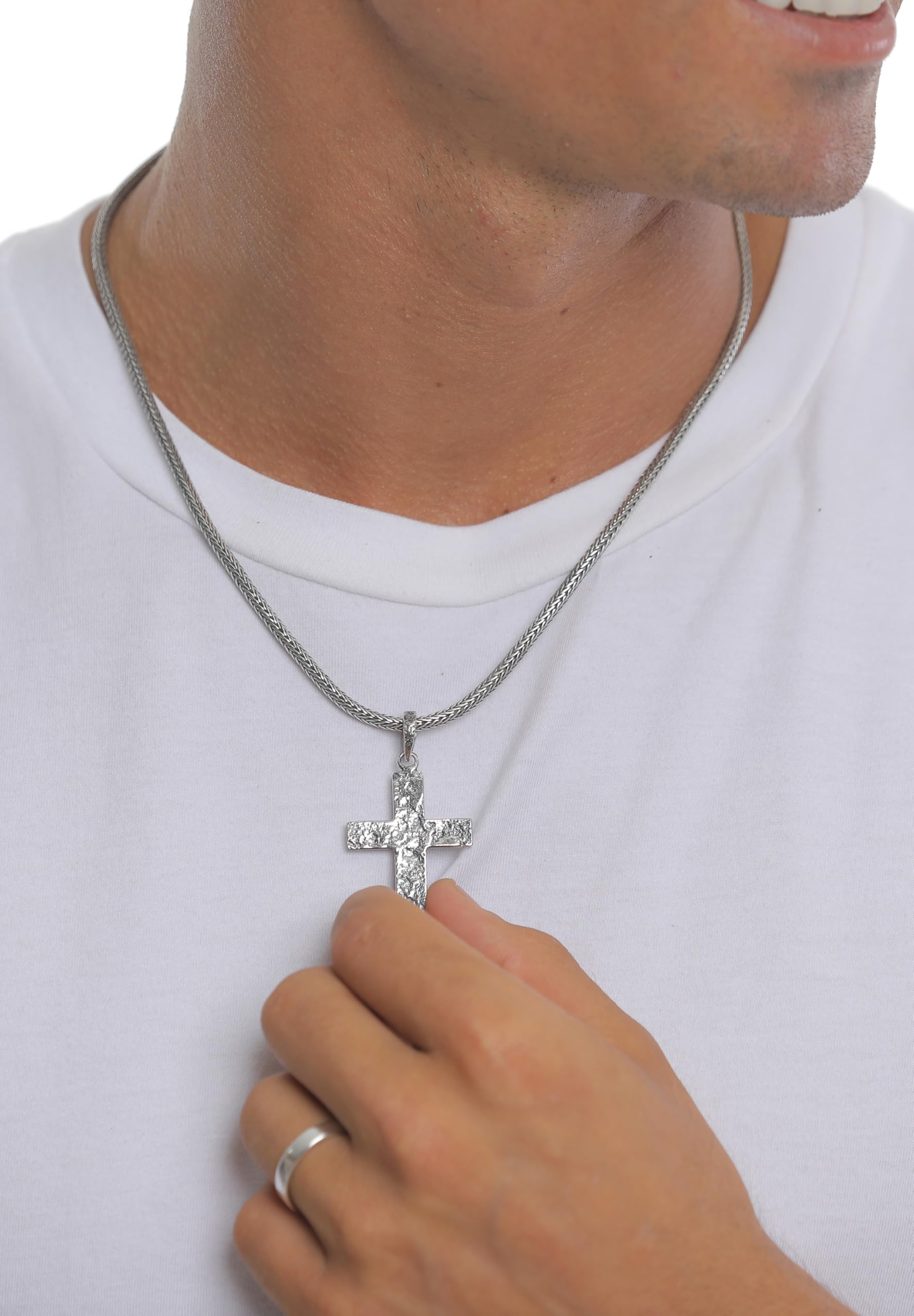 Kuzzoi Collar de hombres plata con colgante de plata esterlina 925, longitud 50 cm, collar de hombres con colgante religioso, hecho a mano