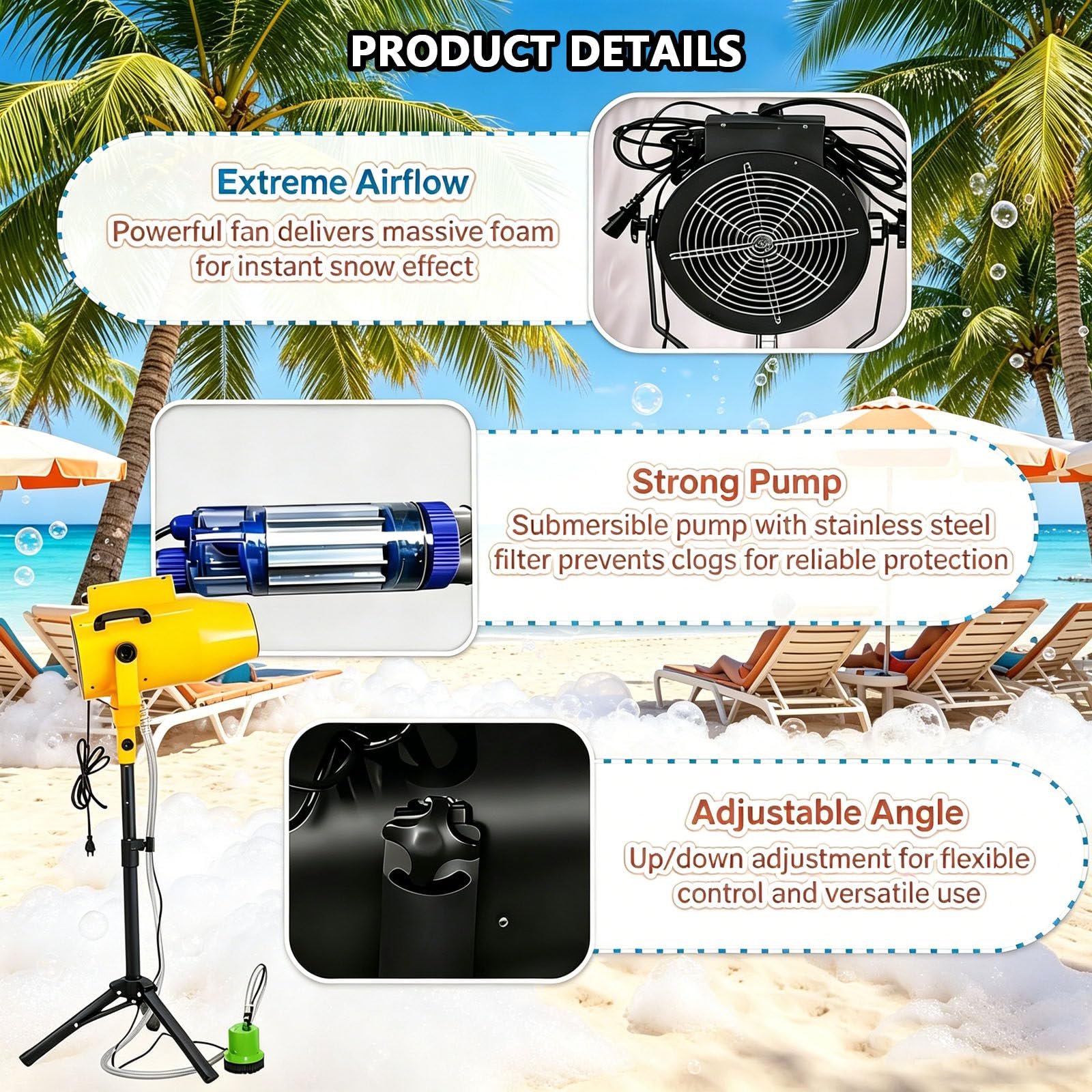 Máquina de Espuma para Fiestas, ¡Cabe en tu monovolumen! Cañón Ligero 60 min, Cubre 80 m², Montaje y desmontaje por una Persona, Ideal para Profesionales de Eventos