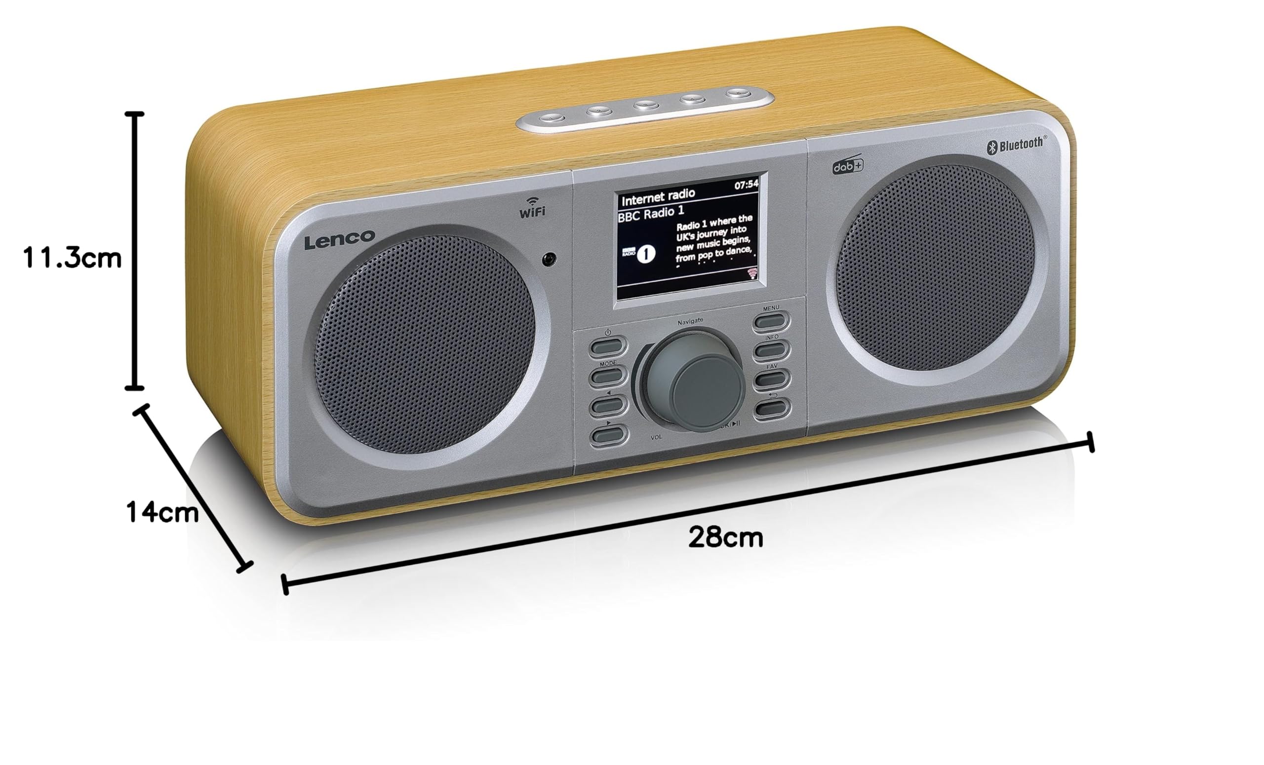 Lenco DIR-141 radio internetowe – DAB+ – Bluetooth – połączenie Wi-Fi – dwa czasy budzenia – 2 x 5 W RMS – Spotify Connect – drewno