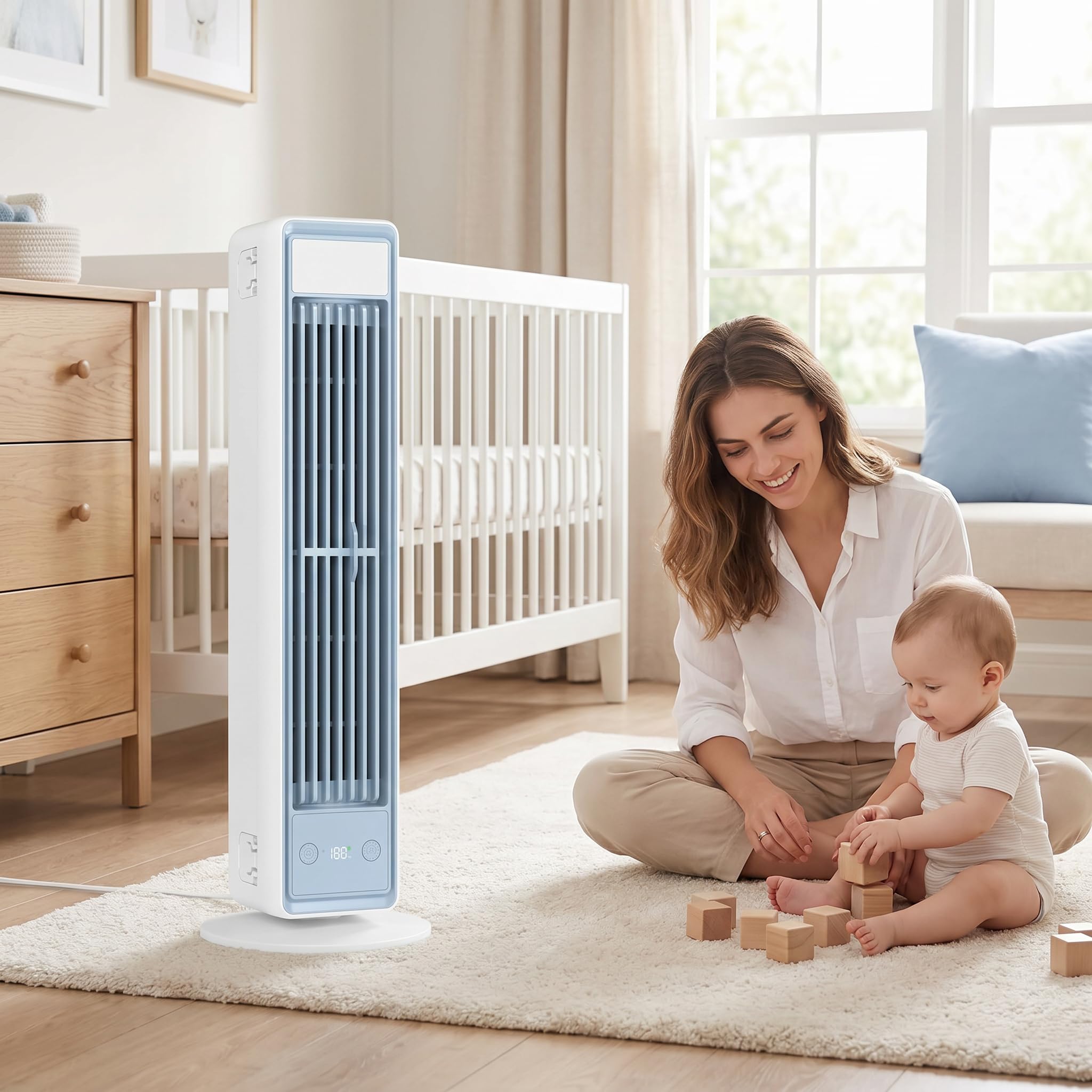 BreezaMax Air Kühlkönig, Airzuma Portable, Polar Breeze–BreezaMax Mini Cooling Ace, Leise & Energieeffizient, 3 Geschwindigkeiten, Bladeless Design, Perfekt für Büro, Schlafzimmer & Zuhause (Weiß)