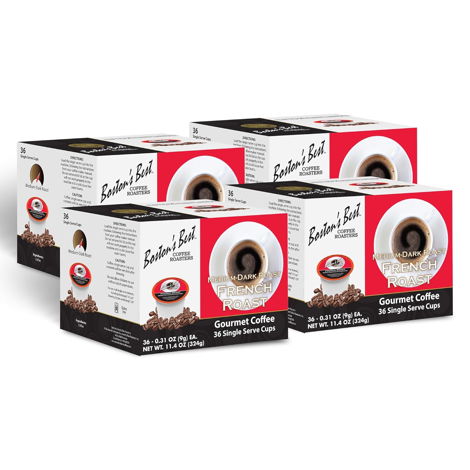 Boston’s Best – Rich & Bold French Roast Gourmet Coffee, Delectable Dark Roast Compatible with Keurig Coffee Maker – 144 Count (Pack of 1)