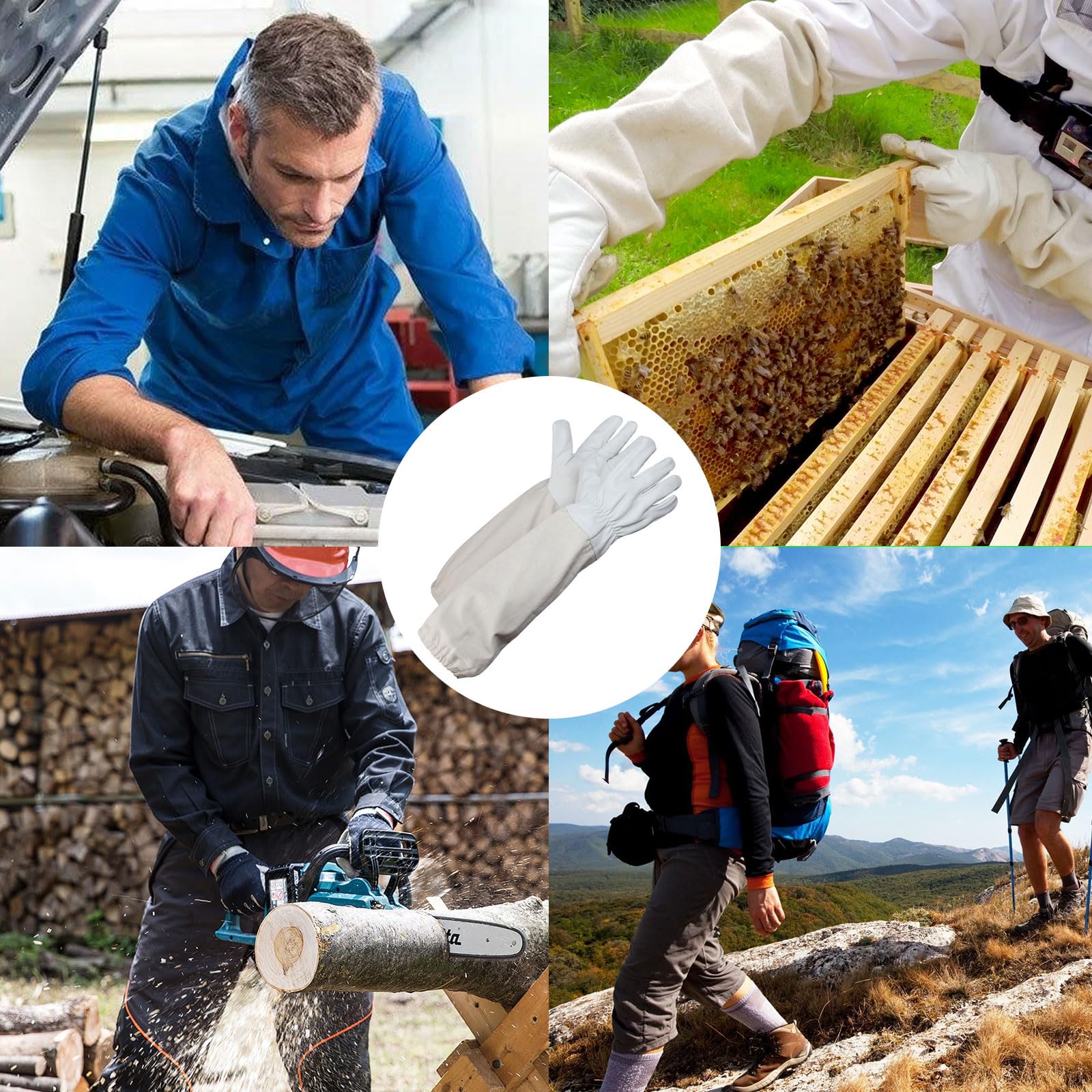 Guanti Apicoltura Pelle Guanti Apicoltura In Pelle Di Capra Con Maniche Lunghe Protezione Da Punture Api H 683706