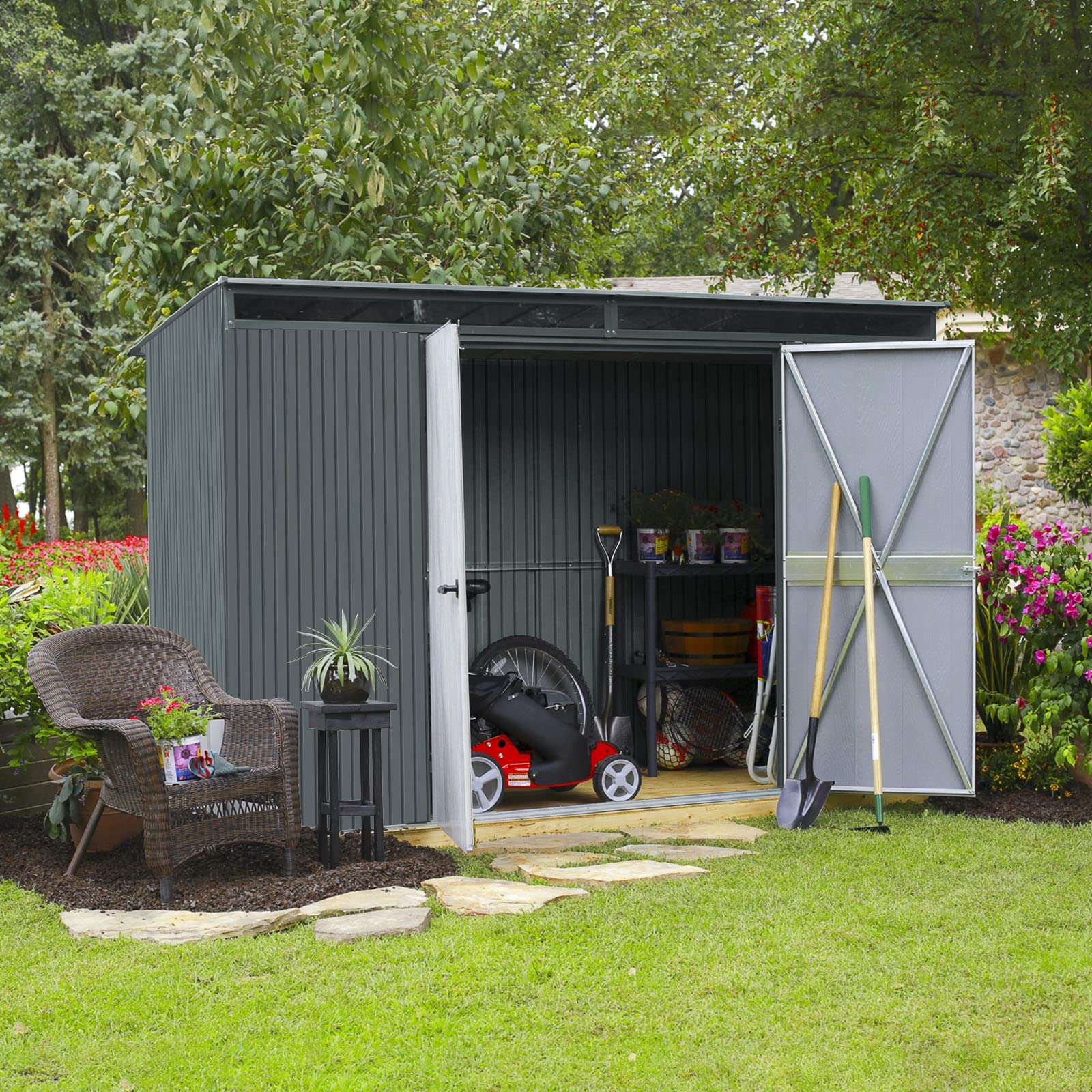 Mondeer Trapezbleche 12 Stück Wellblechplatten 115x45 cm 6m² Wetterfest 0,3 mm Grau