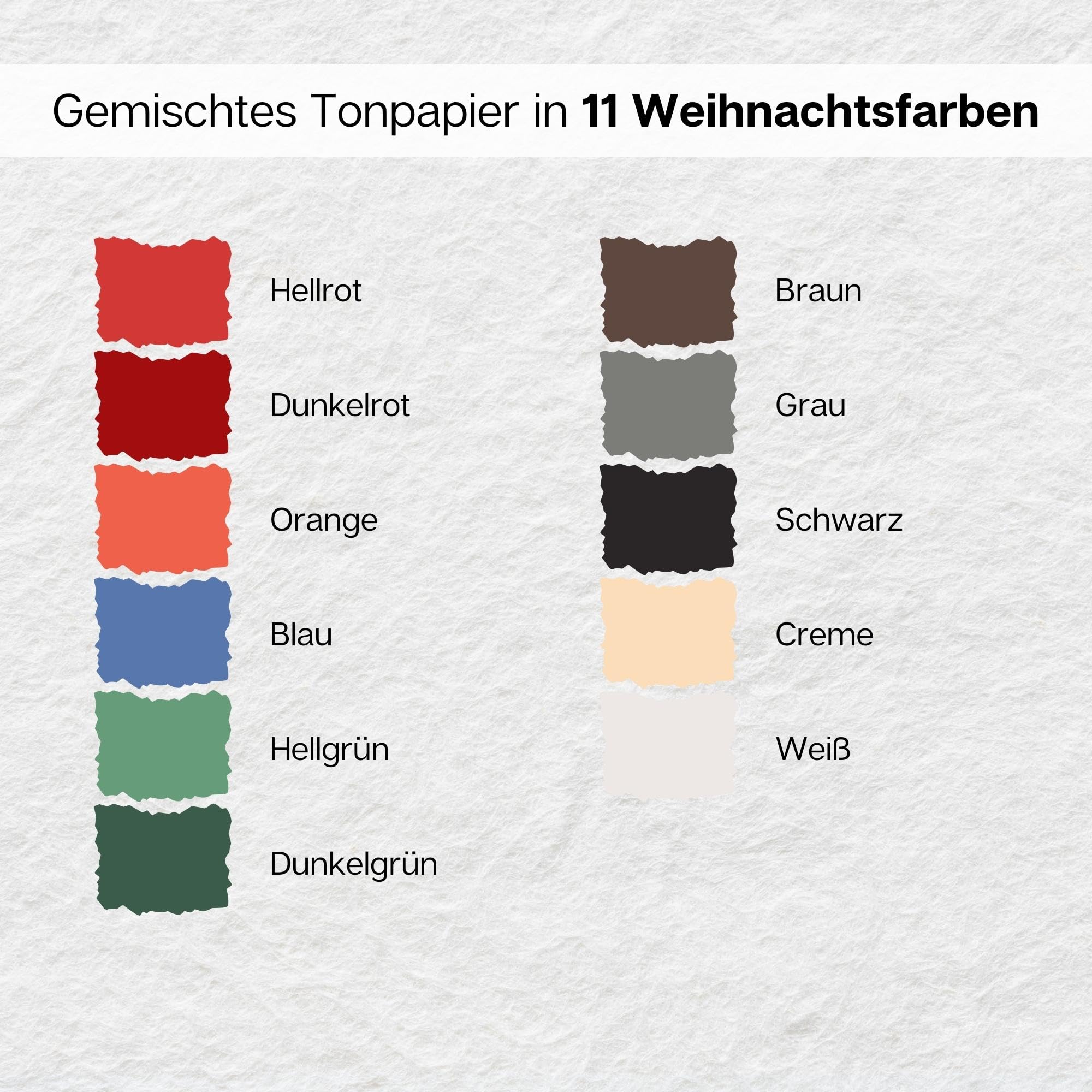 artdee® Tonpapier bunt 10 verschiedene Weihnachtsfarben 180 g/m² – Bastelpapier Set (300 Blatt gemischt in DIN A3) – Buntes Papier zum Basteln – Bastelpapier bunt für Kinder und Erwachsene
