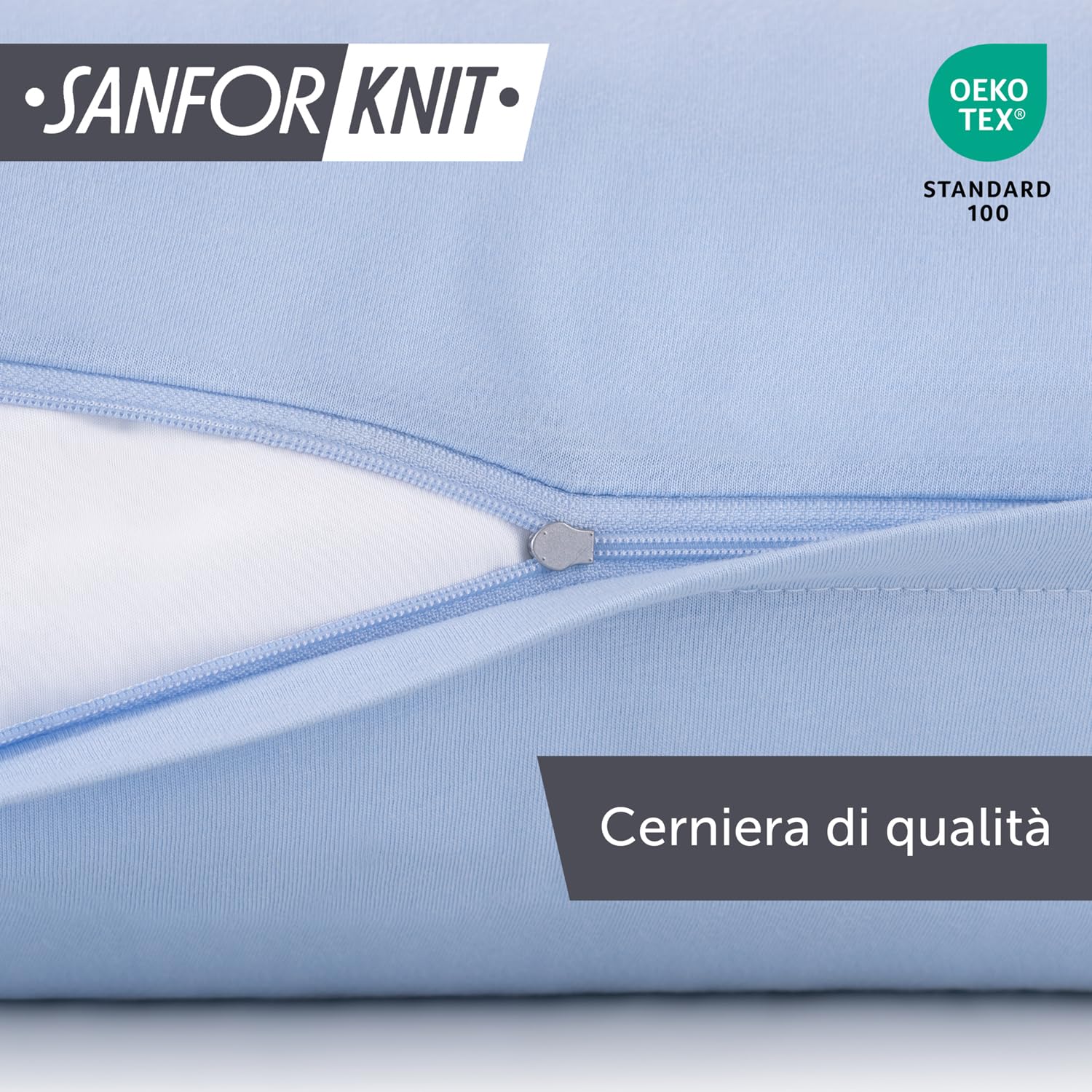 Blumtal Federe Cuscini Letto Matrimoniale Cotone - Federe Cuscini 50x70-100% Cotone, Set di 2 Federe in Jersey con Cerniera, Federa certificate Oeko-Tex, Federe Cuscino Letto - Azzurro