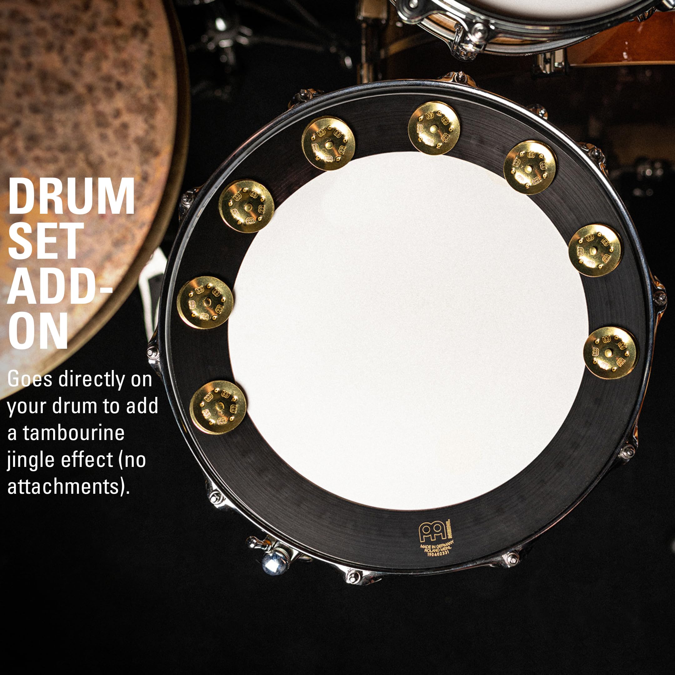 Meinl Percussion Backbeat Pro 35 cm mosiężna obręcz tamburyn z mosiężnymi dżinglami do bębnków na werbelki, DWULATA GWARANCJA (BBP14)