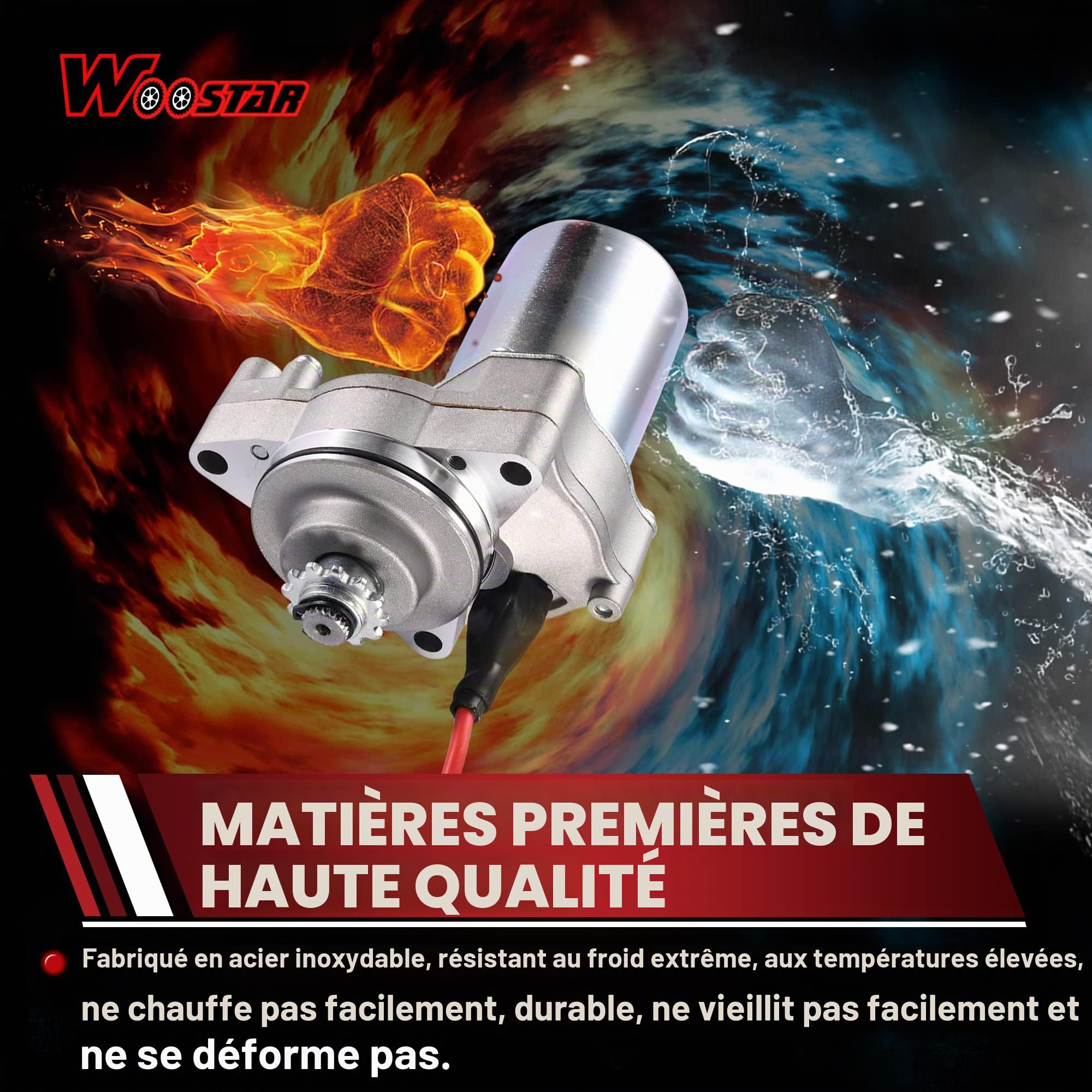 WOOSTAR Démarreur électrique Remplacement pour 50cc 70cc 90cc 110cc 125cc TaoTao Jetmoto Roketa Sunl Coolseter ATV Quad Dirt Bike Go Kart