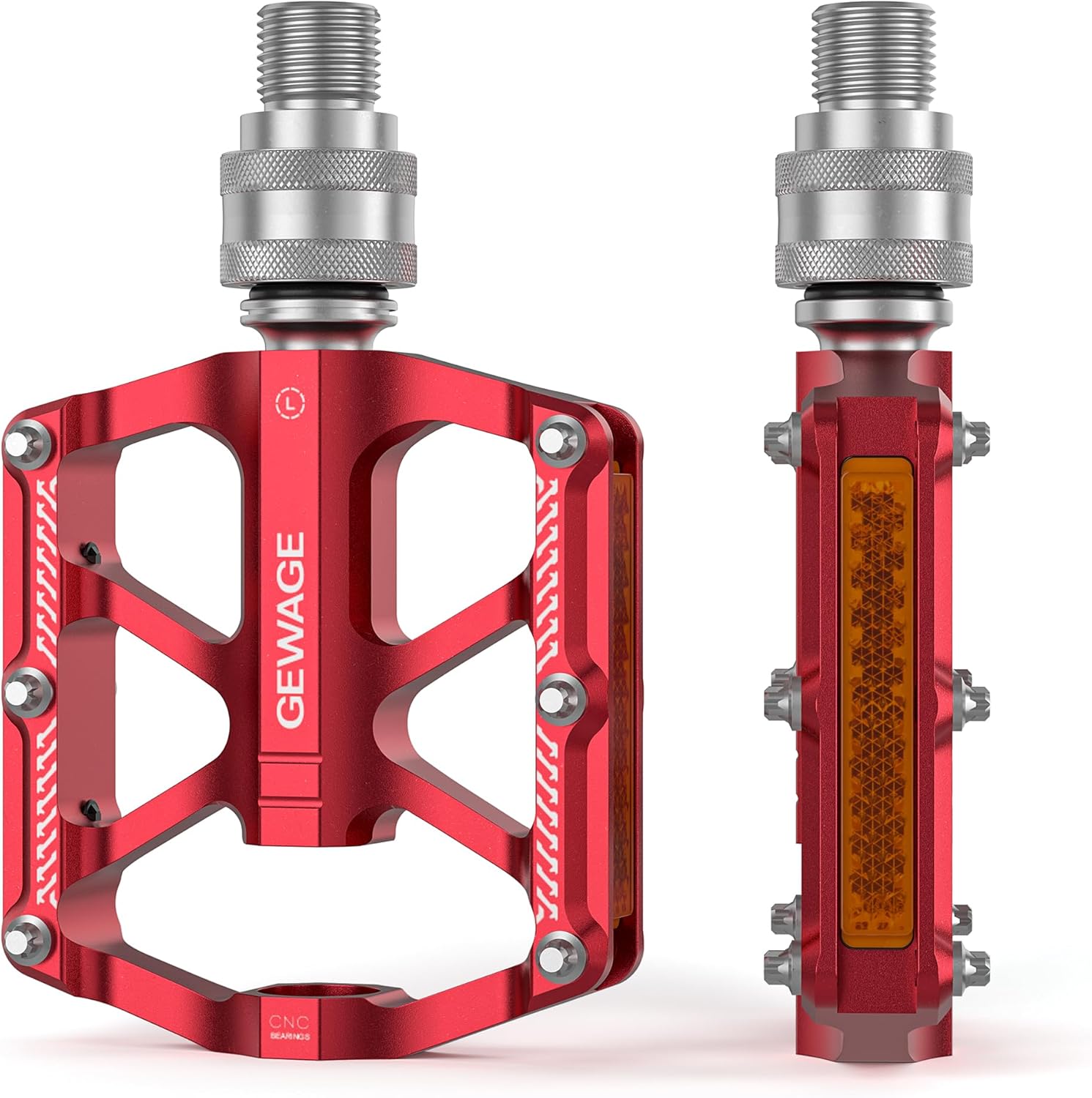 Bike Bicycle Pedals - 9/16” Quick Release Pedals Aluminum Flat Pedals - 3 Bearings Bicycle Pedals with Reflectors for Mountain Road BMX MTB Folding Bike