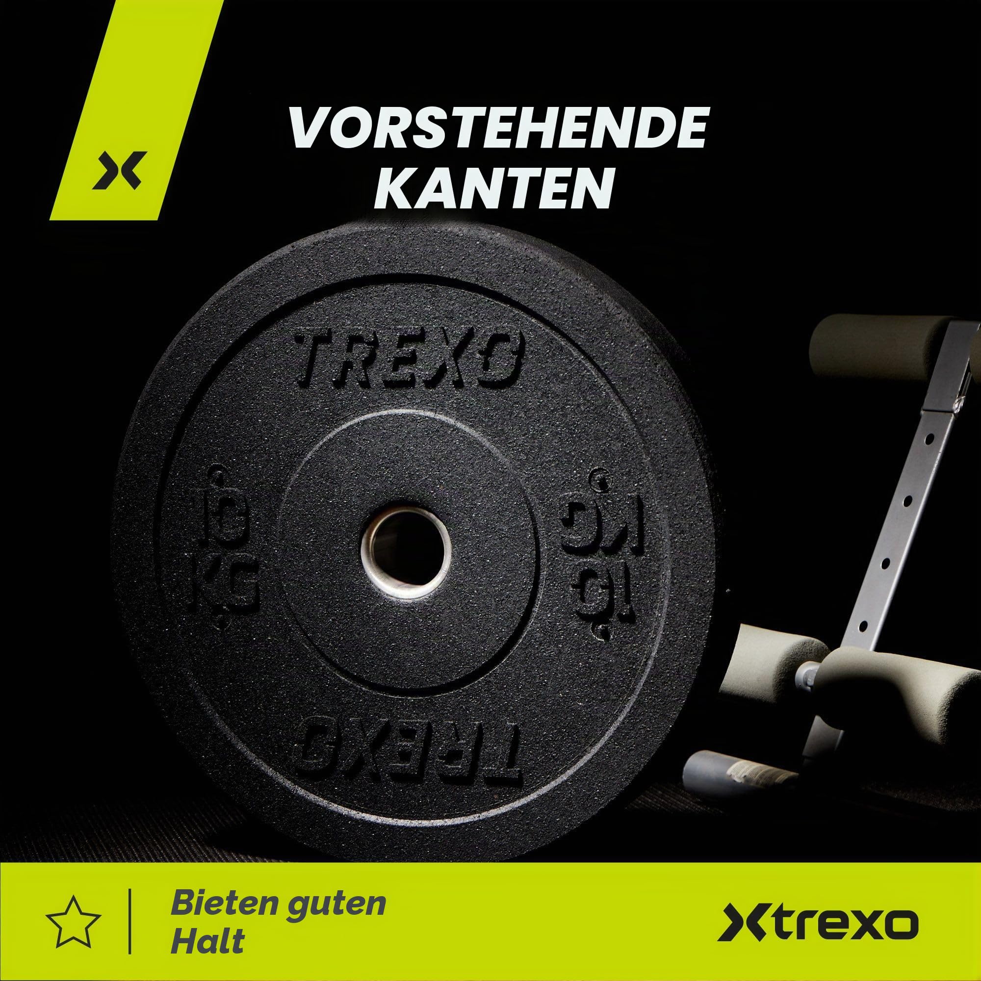 TREXO Olympic Bumper Hantelscheibe Gummiertes Material für Langhantel 50 mm Durchmesser Langlebige FitnessScheibe Krafttraining Crossfit