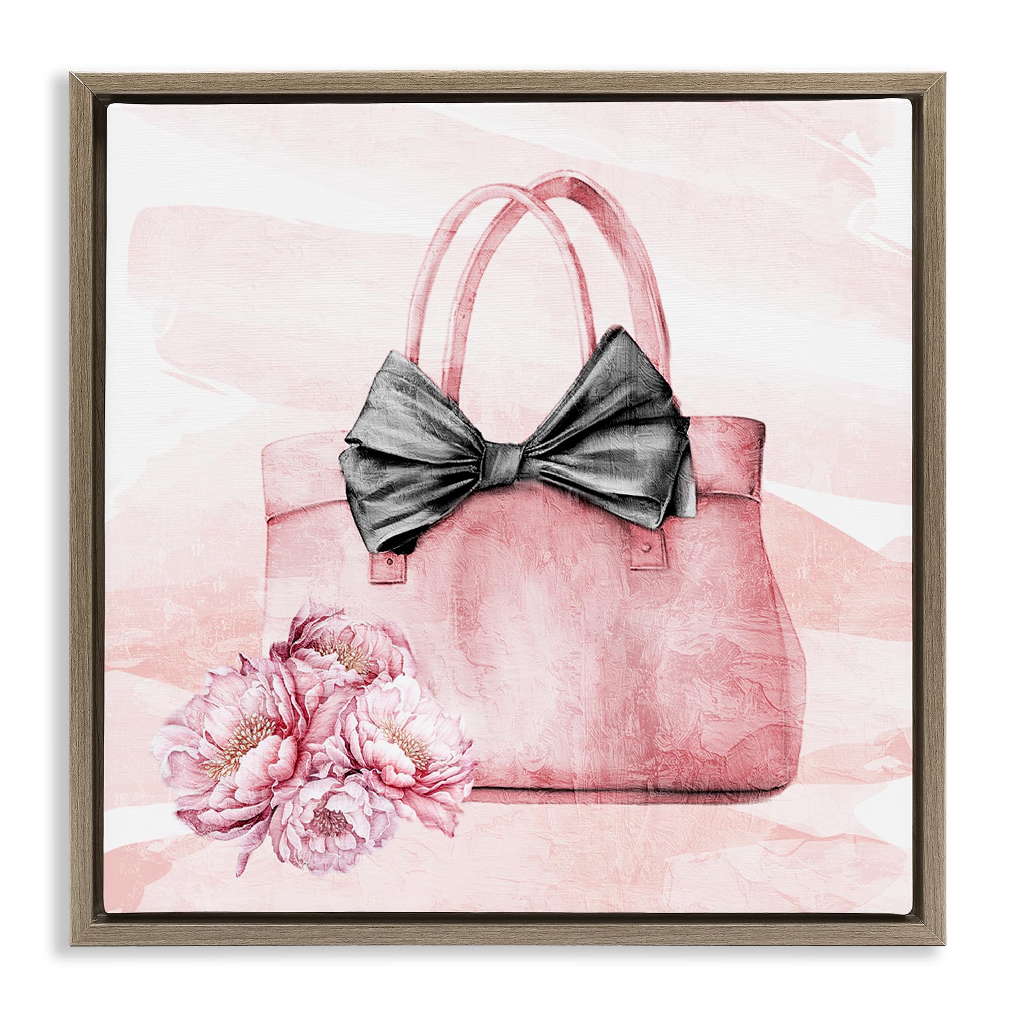 Stupell Industries Montalcino Elm (Textured) 'Glam Time Handbag'| Floating Frame Canvas Art
