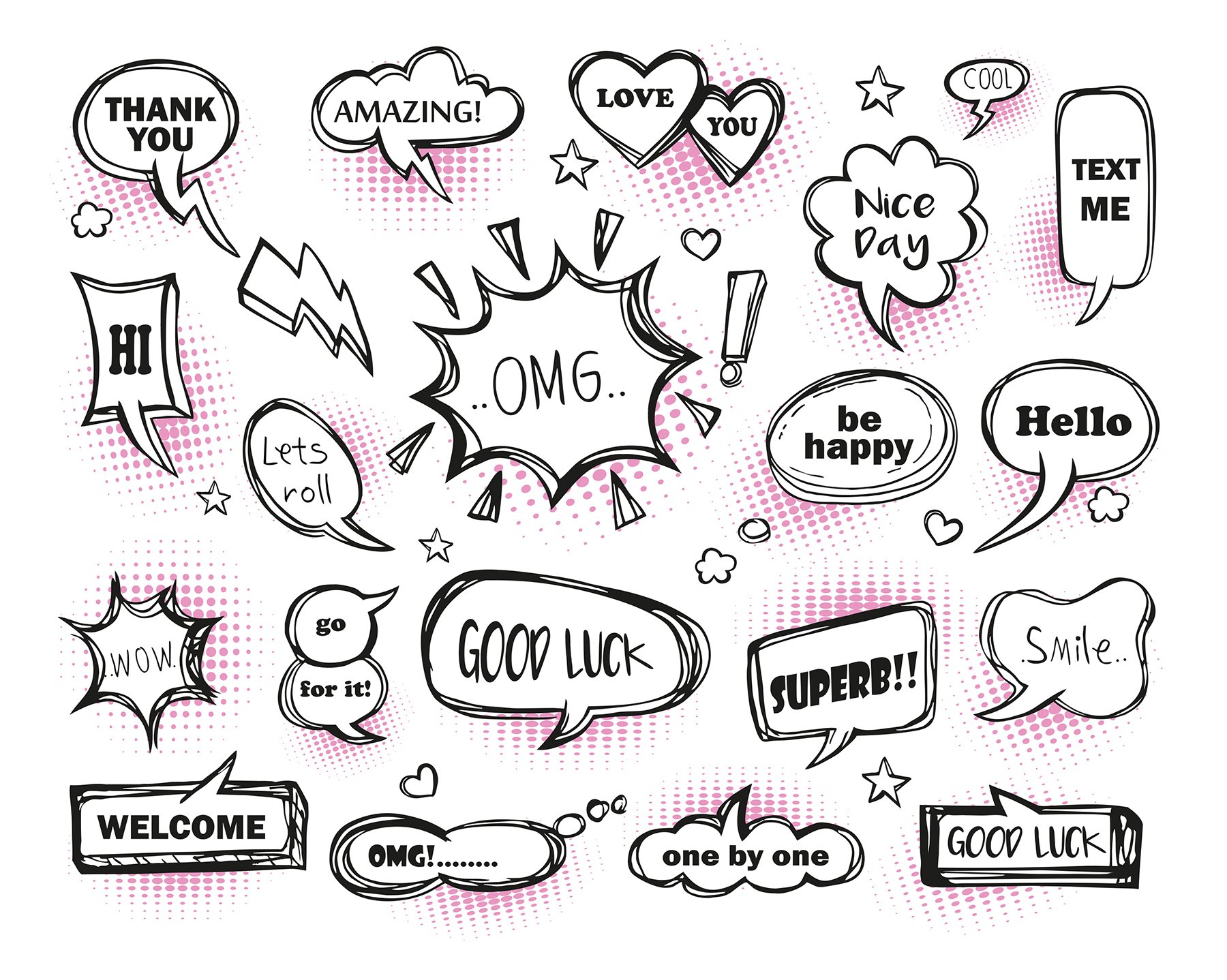 Pink Speech Bubbles Wall Mural