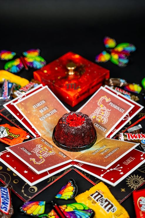 SendaCake Astrology Scorpio Explosion Gift Box - Flying Butterfly Surprise, Candy & Delicious Cakes for Delivery - Gift for All Ages & Ideal for All Occasions