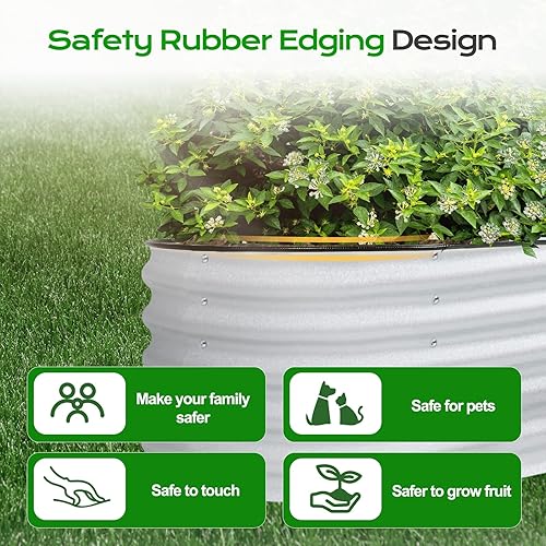 Miniatura 8 de Aoodor Kit de cama de jardín elevada ovalada galvanizada de 17 pulgadas de alto, caja grande de metal 6 en 1 para verduras, flores y hierbas, 7.5 x