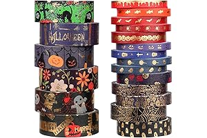 Sodagreen Halloween Washi Tape Set - 20 Rolls Gold Foil Spooky Washi Masking Tape Set