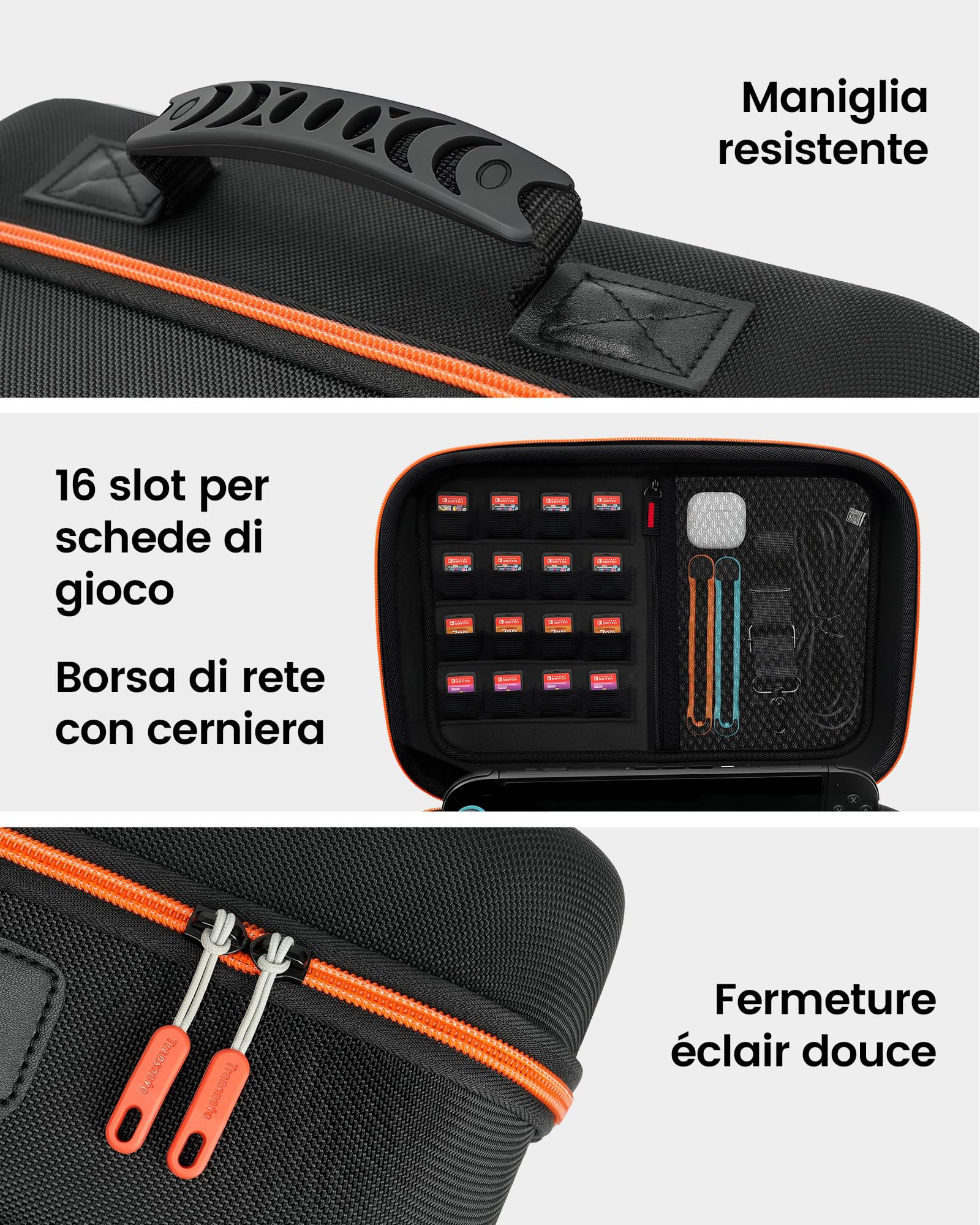 TRANSNOVO Custodia Switch 2 Compatibile con Nintendo Switch 2, Custodia Protettiva Rigida Switch 2 con 16 Slot per Giochi, Custodia da Trasporto Switch 2 Antiurto per Console e Accessori Switch 2