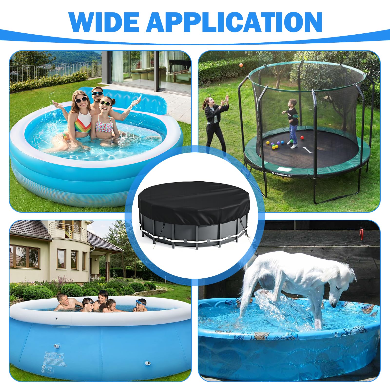 Copertura per piscina da 3,5 m, copertura rotonda per piscine fuori terra, copertura per vasca idromassaggio, copertura per serbatoio con coulisse e chiodi a terra, impermeabile e antipolvere Reißfest