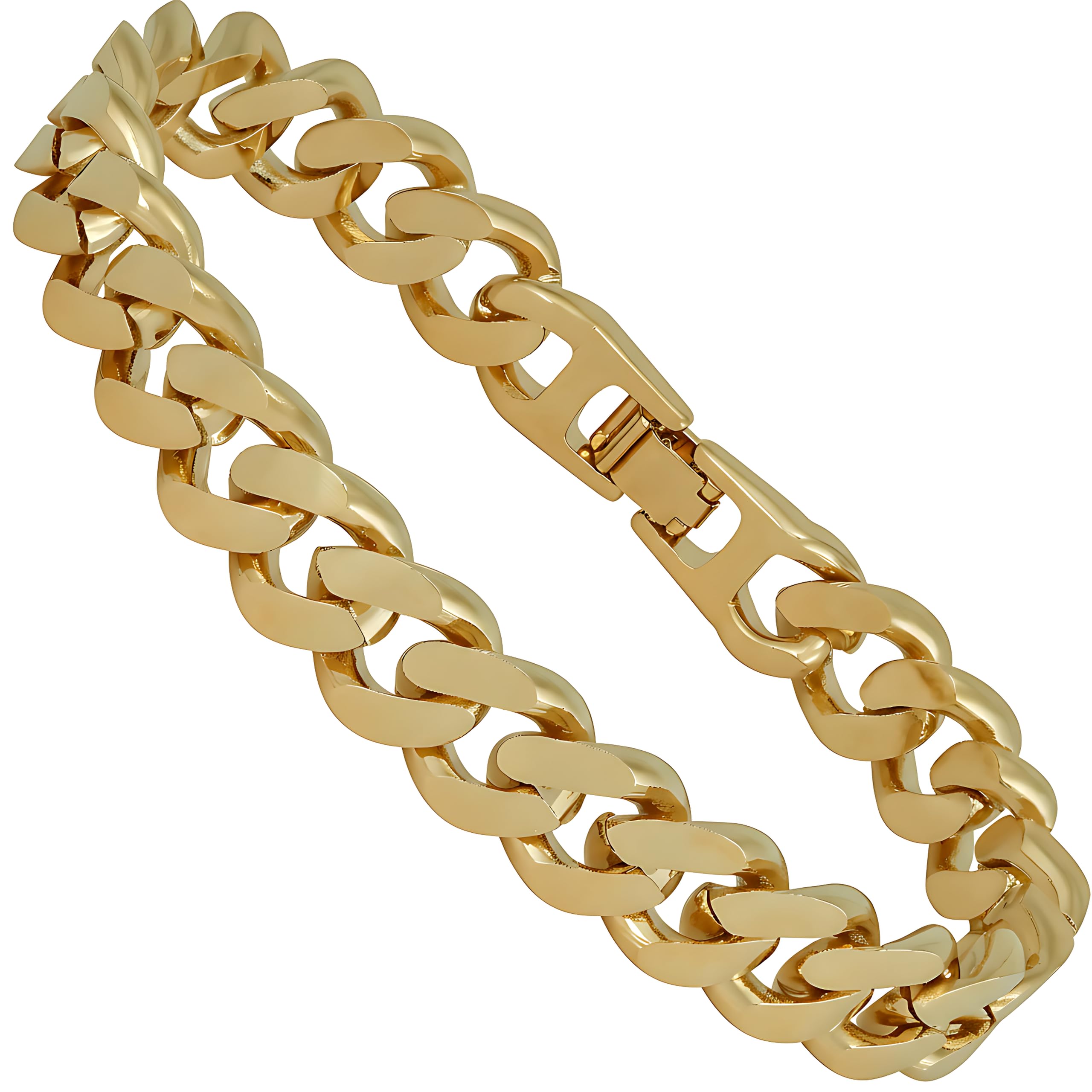 LIFETIME JEWELRY 12mm Miami Curb Cuban Link Chain Bracelet for Men 24k Gold Plated