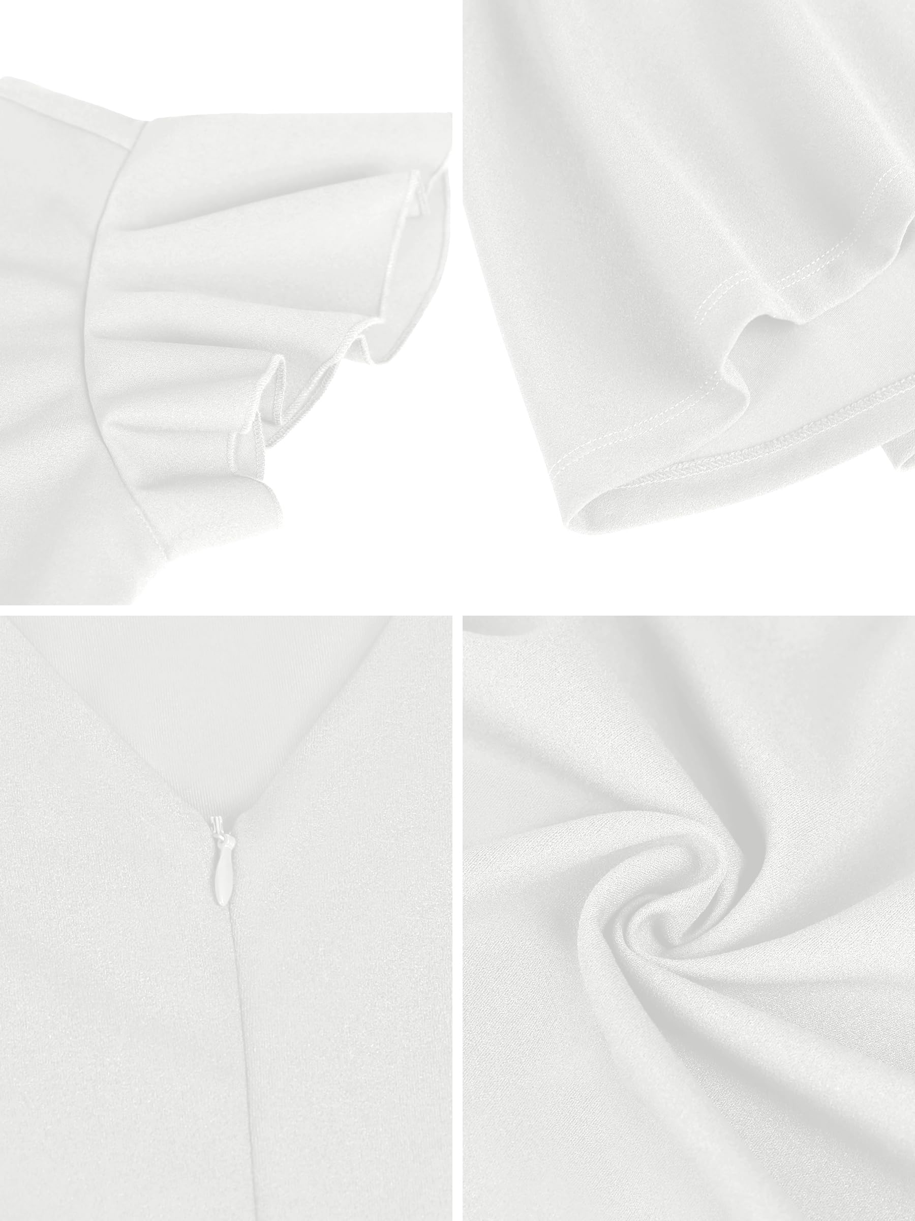 Missufe Damen Flatterärmel Cocktailkleid Rundhalsausschnitt Partykleid Rüschen A Linien Abendkleid Skater Kurz Kleider