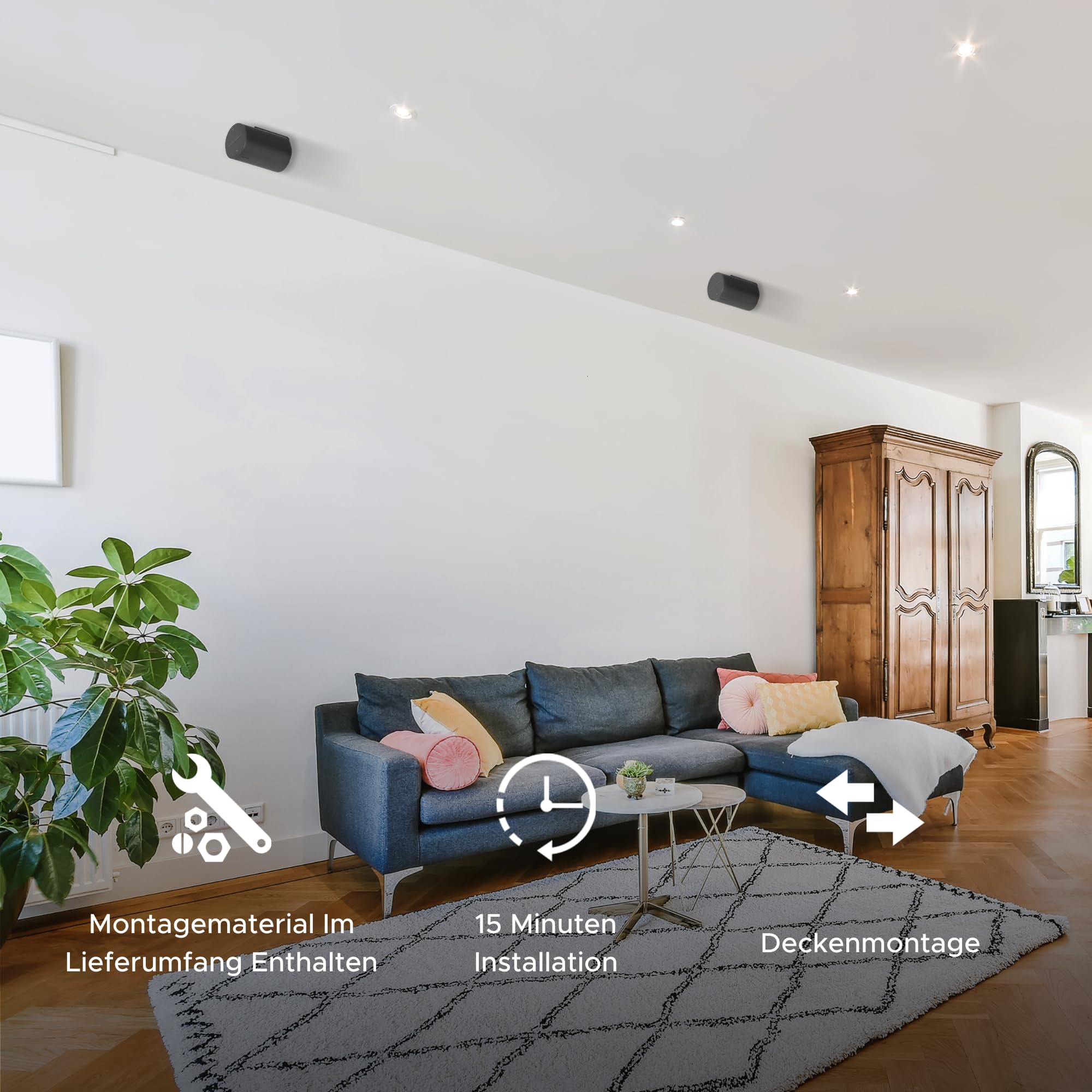 Sound bass ERA 100 Wandhalterung – Low Profile, Schwarz, Einzelstück, Kompatibel mit Sonos ERA100 & ERA 100 SL Lautsprecher, Komplett mit Befestigungsmaterial