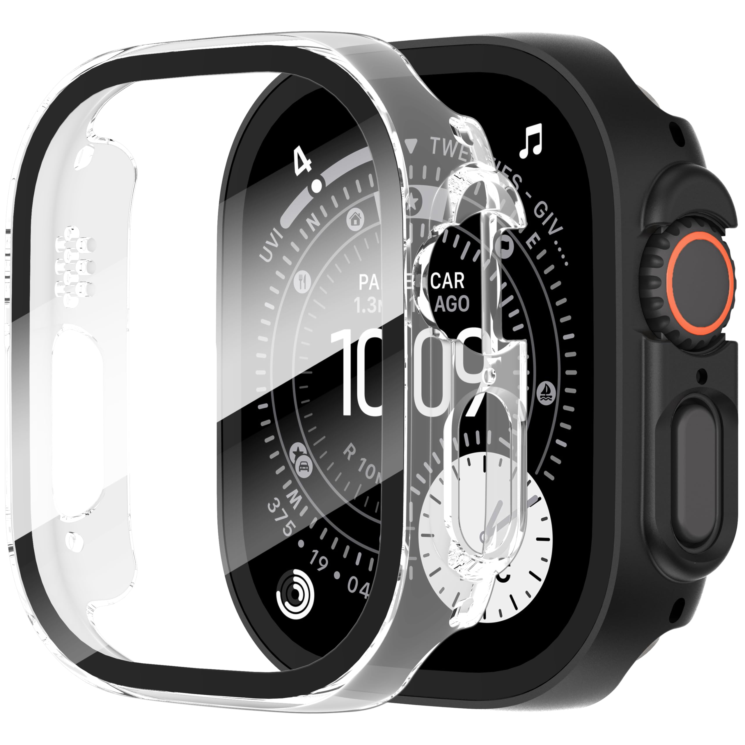 Diruite 2-Pack Screen Protector for Apple Watch SE 3/2/1 /Series 6 5 4 40mm Tempered Glass Case,All Around Hard Matte PC Protective Cover,Starlight Silver,40mm — view 30