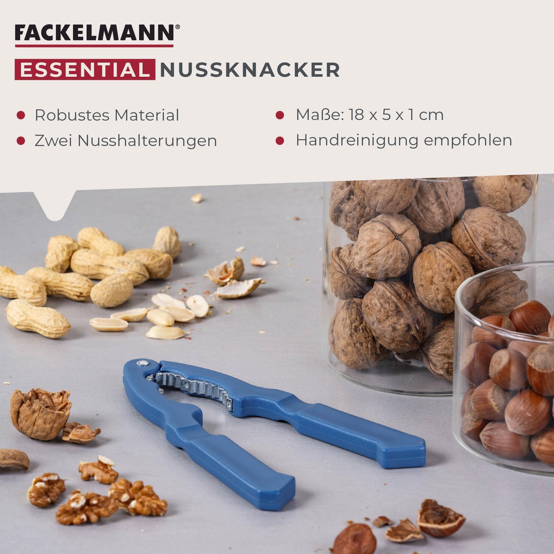 Fackelmann 48218 Casse-Noix Premium En Acier Chromé - Ouvre Noix Et Crustacés Facilement, 17,5 X 4 X 1,3 Cm