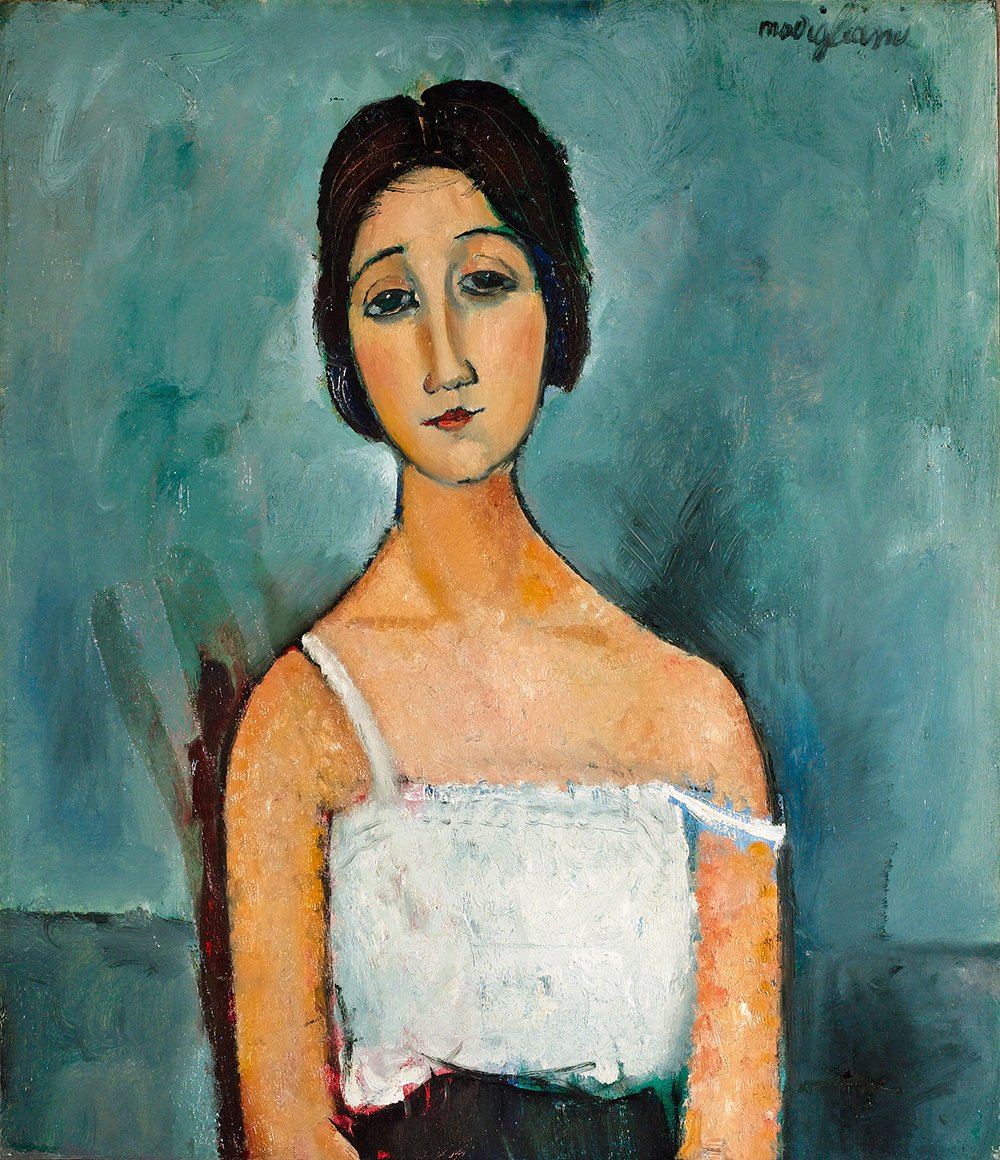 Amedeo Modigliani Christina toile extra large encadrée marron semi-brillante pour mur