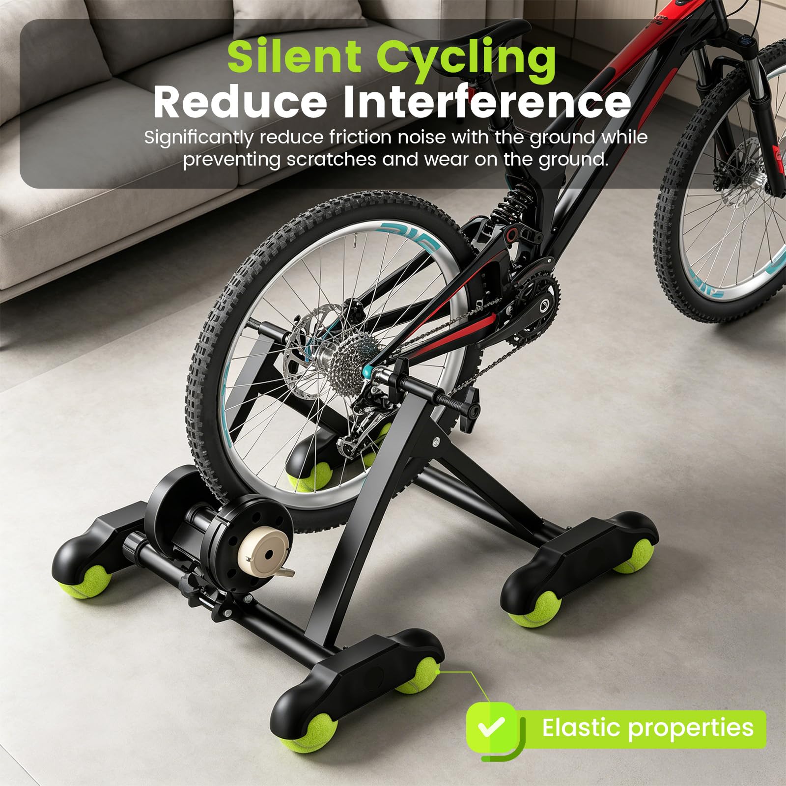 4 Stück Rocker Plate Feet, Tragbarer Wippplatten Fahrradtrainer, Cycling Snap Rocker Feet Adapter mit 8 Tennisbällen für Wahoo Kickr Core 2 Rollentrainer Tennisballfüße Indoor