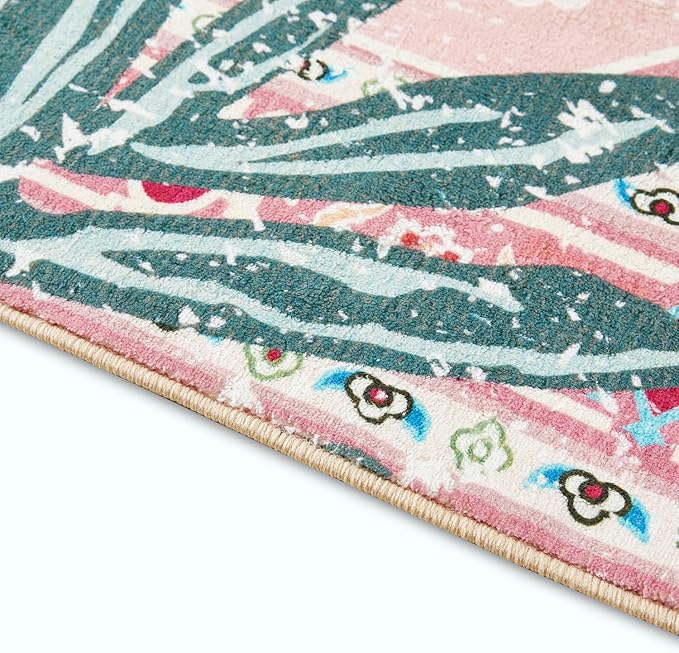 Tapete decorativo 2x3 pies lana sintética rosa bohème miniatura 6