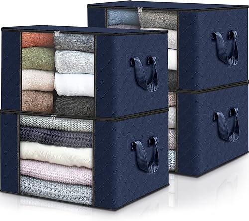 Miniatura 22 de Fab totes Paquete de 6 bolsas de almacenamiento plegables para mantas, contenedores de almacenamiento para organizar dormitorio, armario, ropa, Gris