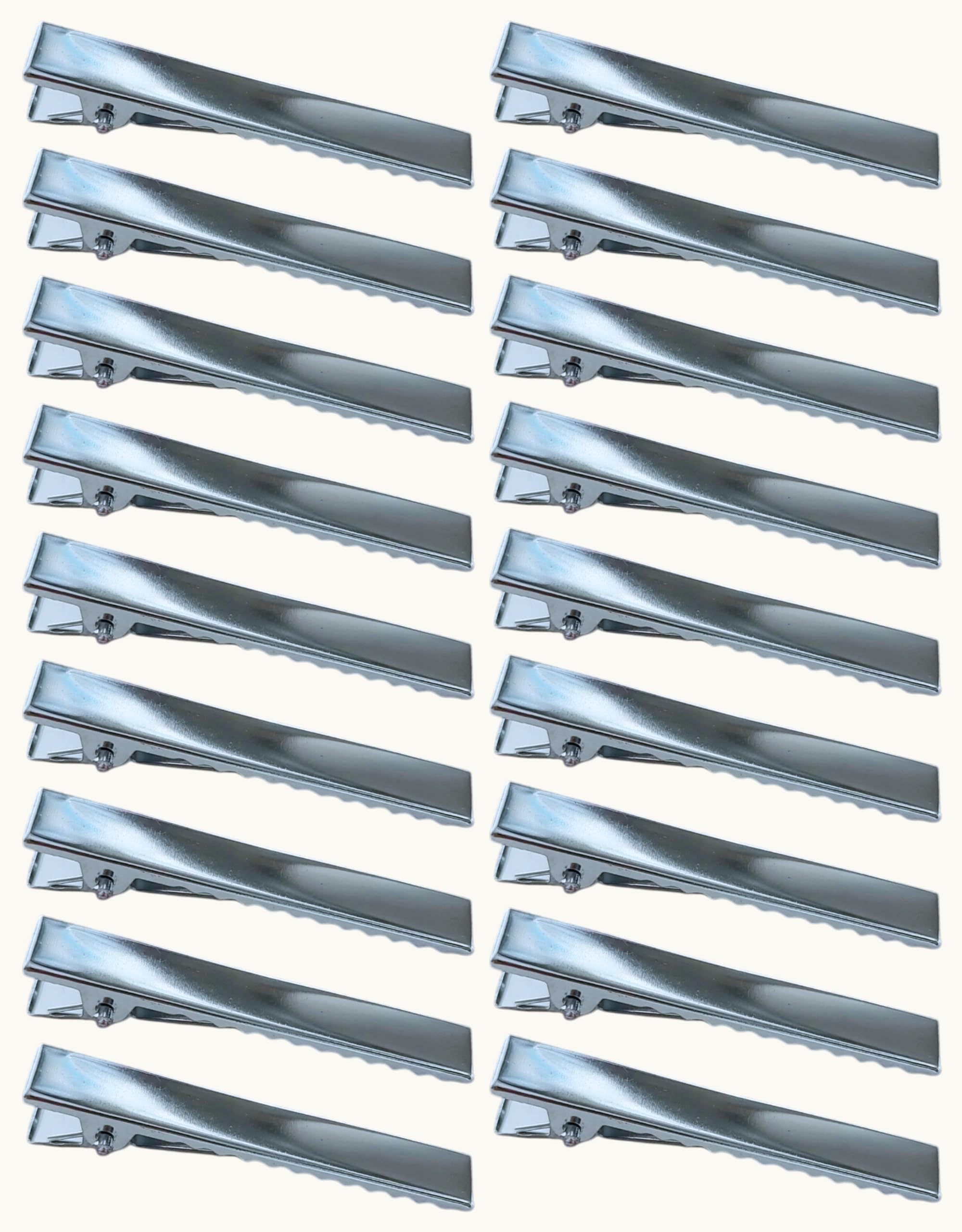 ROSAURA (6.5 CM 50 Pcs) Alloy Steal SIngle Prong Alligator Hair Clips Base for DIY Hair Accessories, Barrette Hair Clips for Bow Making, Salon, and Hair Styling (Silver Flat)-image-20