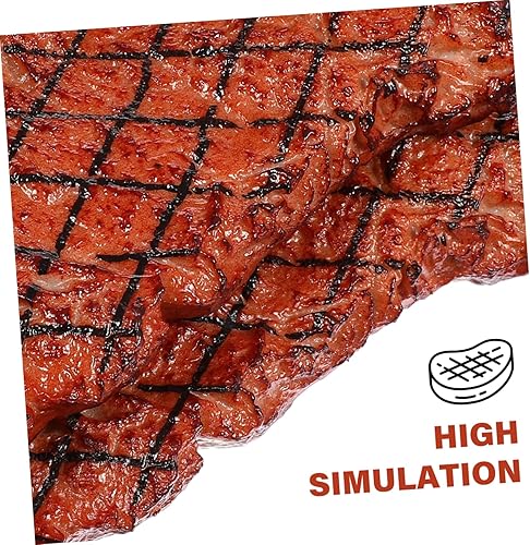 Miniatura 3 de DOITOOL 2 piezas de comida de juego, filete falso artificial, filete de simulación de alimentos, modelo realista de carne asada cocida, filete de