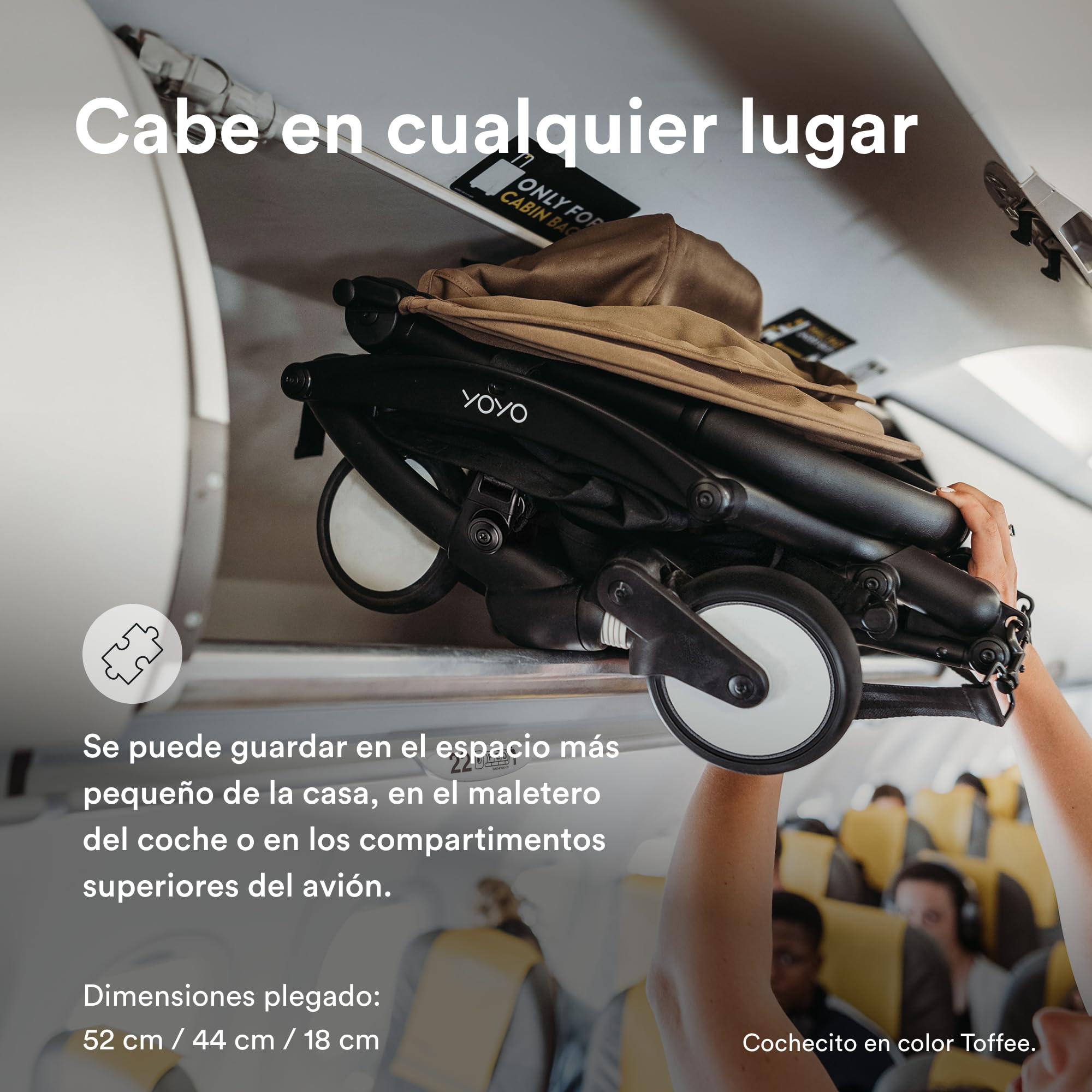 Cochecito Stokke YOYO3 a partir de 6 meses - Incluye chasis negro/cojín de asiento Olive + dosel - Se pliega y despliega en un instante - Ligero y compacto - Compatible con equipaje de mano