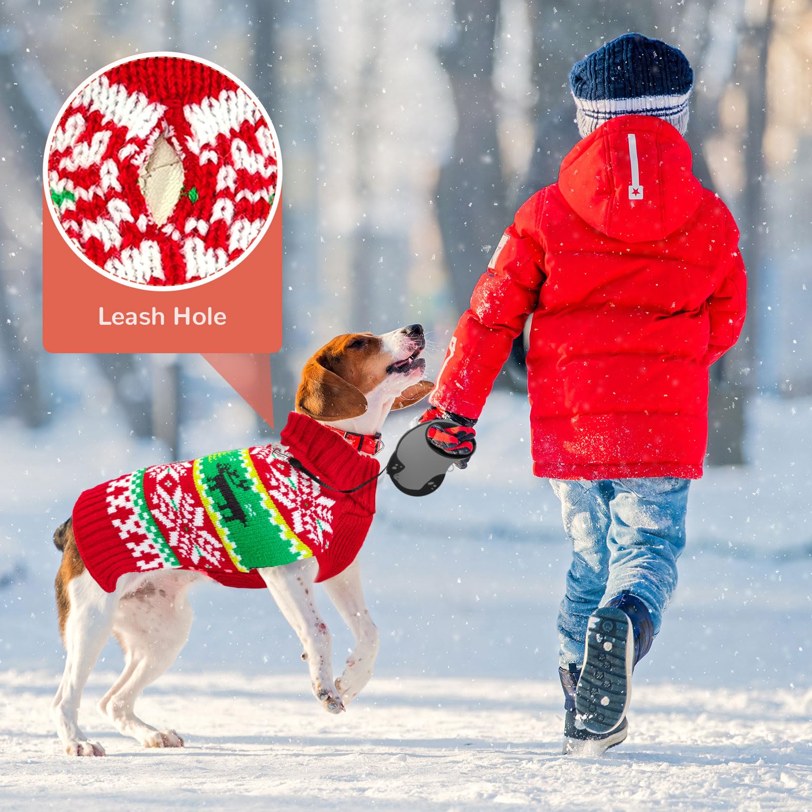 ABRRLO Dog Christmas Jumper Santa Snowman Reindeer Ugly Xmas Pet Sweater Outfits Puppy Cat Holiday Costume New Year Clothes Gift for Small Medium Large Dogs (Red Green Brown Deer - Image 3