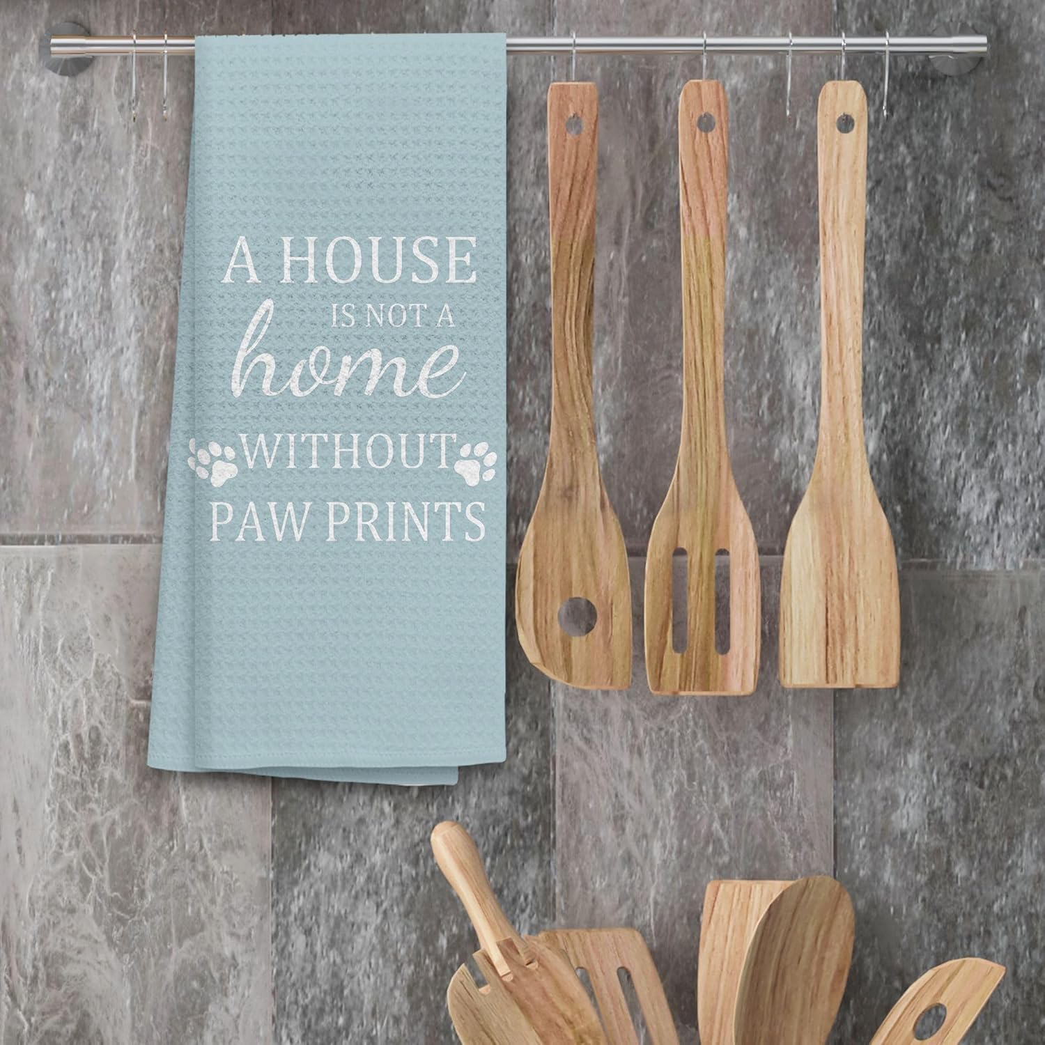 TNUW Dog Kitchen Towels 16″×24″, Dog Decorations for The Home,A House is Not A Home Without Paw Prints Soft and Absorbent Kitchen Tea Towel Dish Towels Hand Towels, Dog Lovers Gifts for Women(Blue 1) - Image 2