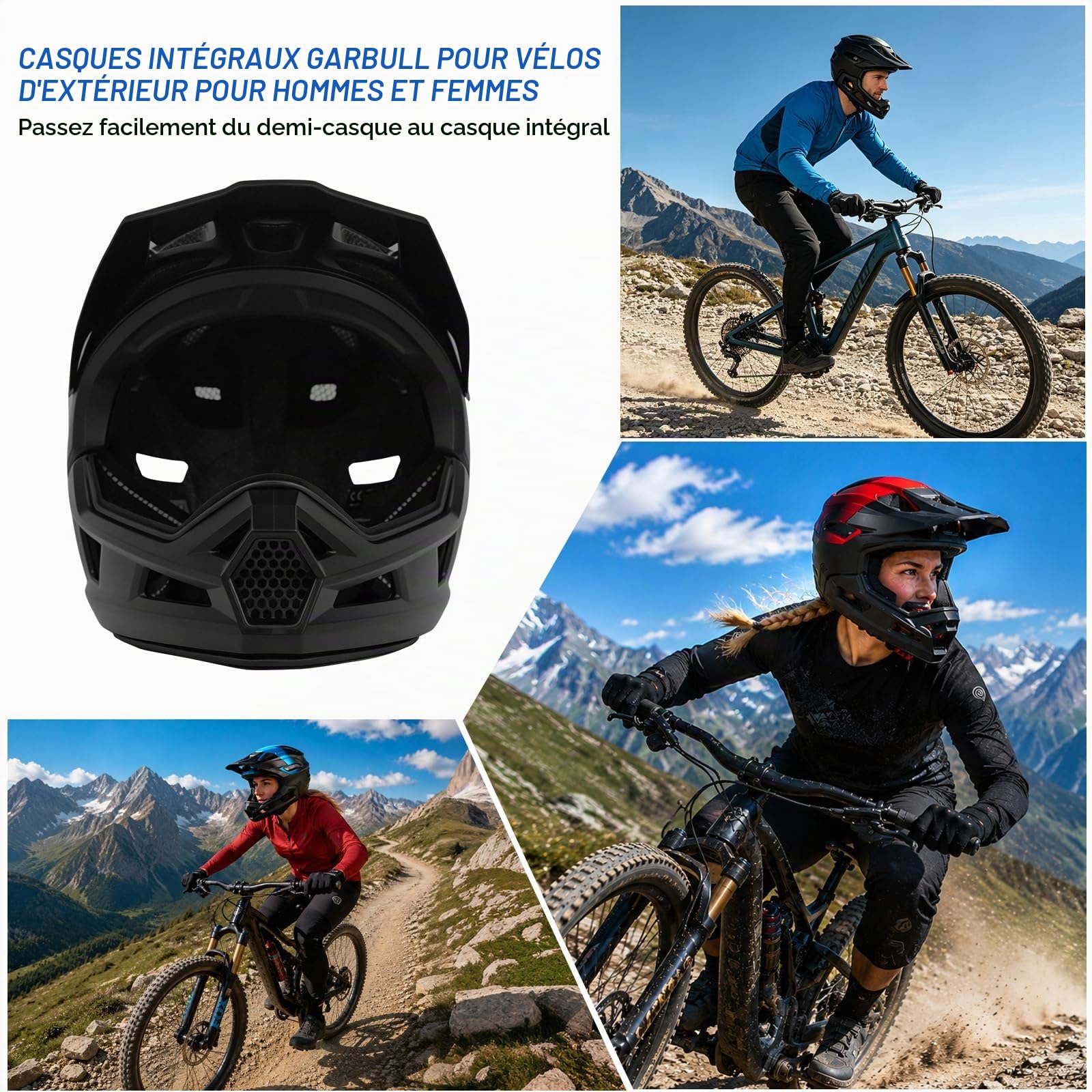 MEETYOO Casque VTT Intégral Transformable Homme Femme, Vélo Trottinette Léger Respirant