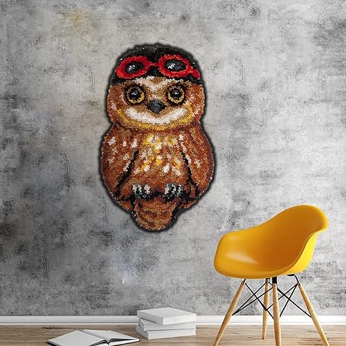 Miniatura 6 de TEZKIM Kits de ganchos de pestillo para niños y adultos, kits de fabricación de alfombras con lienzo impreso, kits de tapiz, costura, manualidades