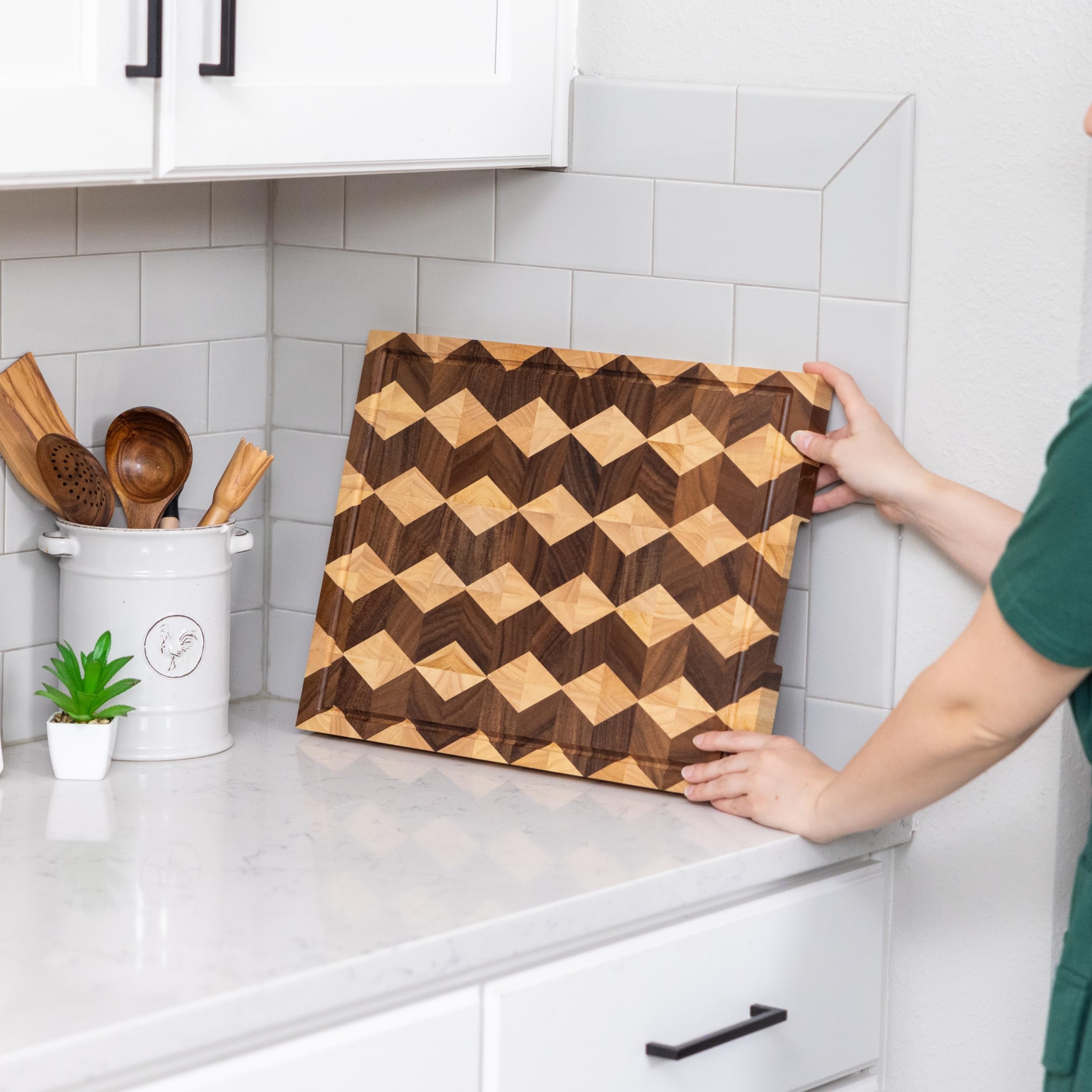 Tagliere 3D fatto a mano in legno di noce, 38,1 x 28,9 x 2,5 cm, tagliere per salumi/formaggi, gadget da cucina