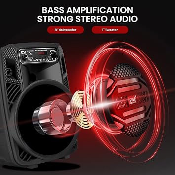 Portable Bluetooth PA Speaker System - 300W Rechargeable Outdoor Bluetooth Speaker Portable PA System w/ 8 Subwoofer 1 Tweeter, Microphone in, Party Lights, MP3/USB, Radio, Remote