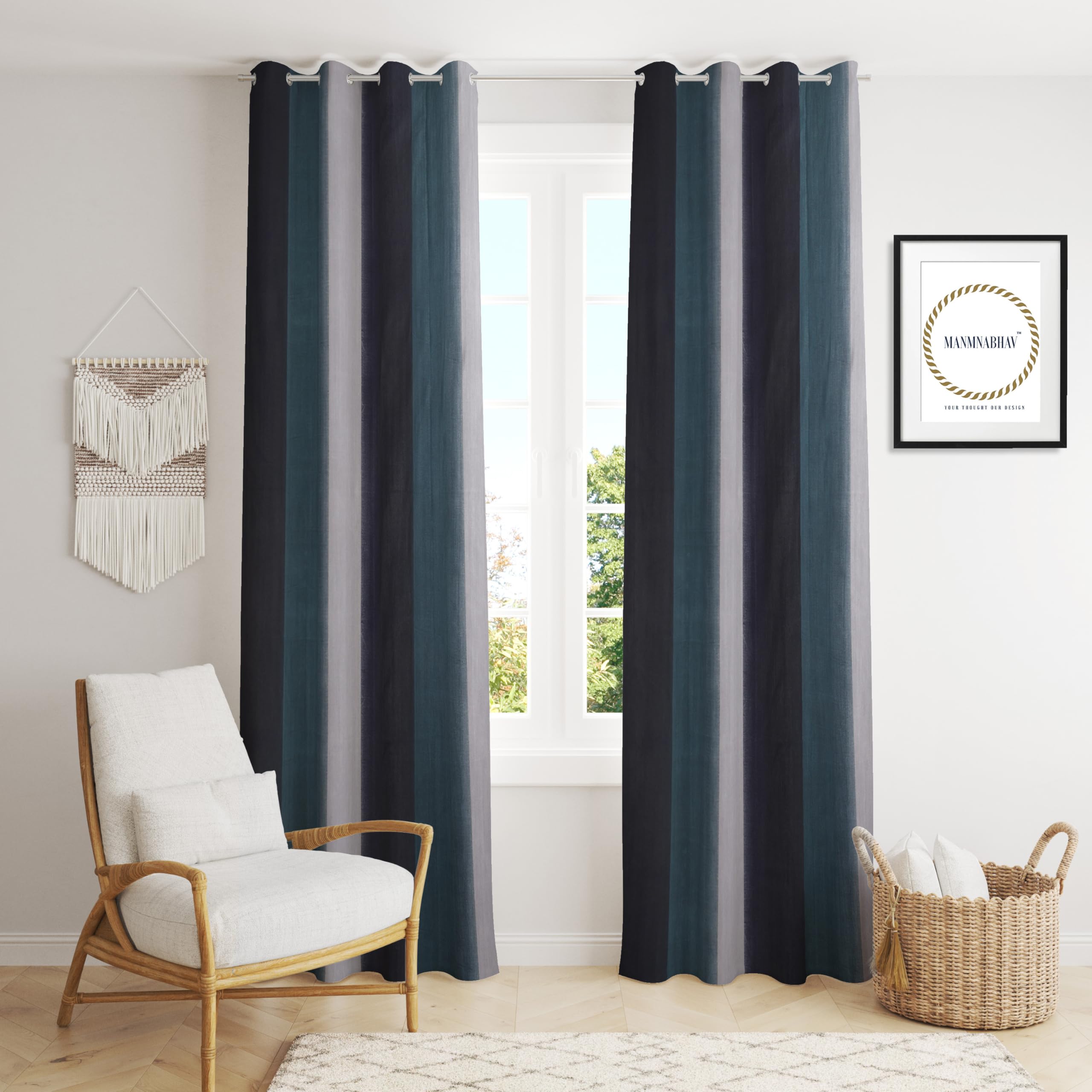 MANMNABHAV Polyester Plain Beautiful Home Washable Rod Pocket Curtains Triple Tone Long Door Curtains, 9 Feet, Black, Pack Of 2 (B08QVWY5D8) Amazon Price History, Amazon Price Tracker