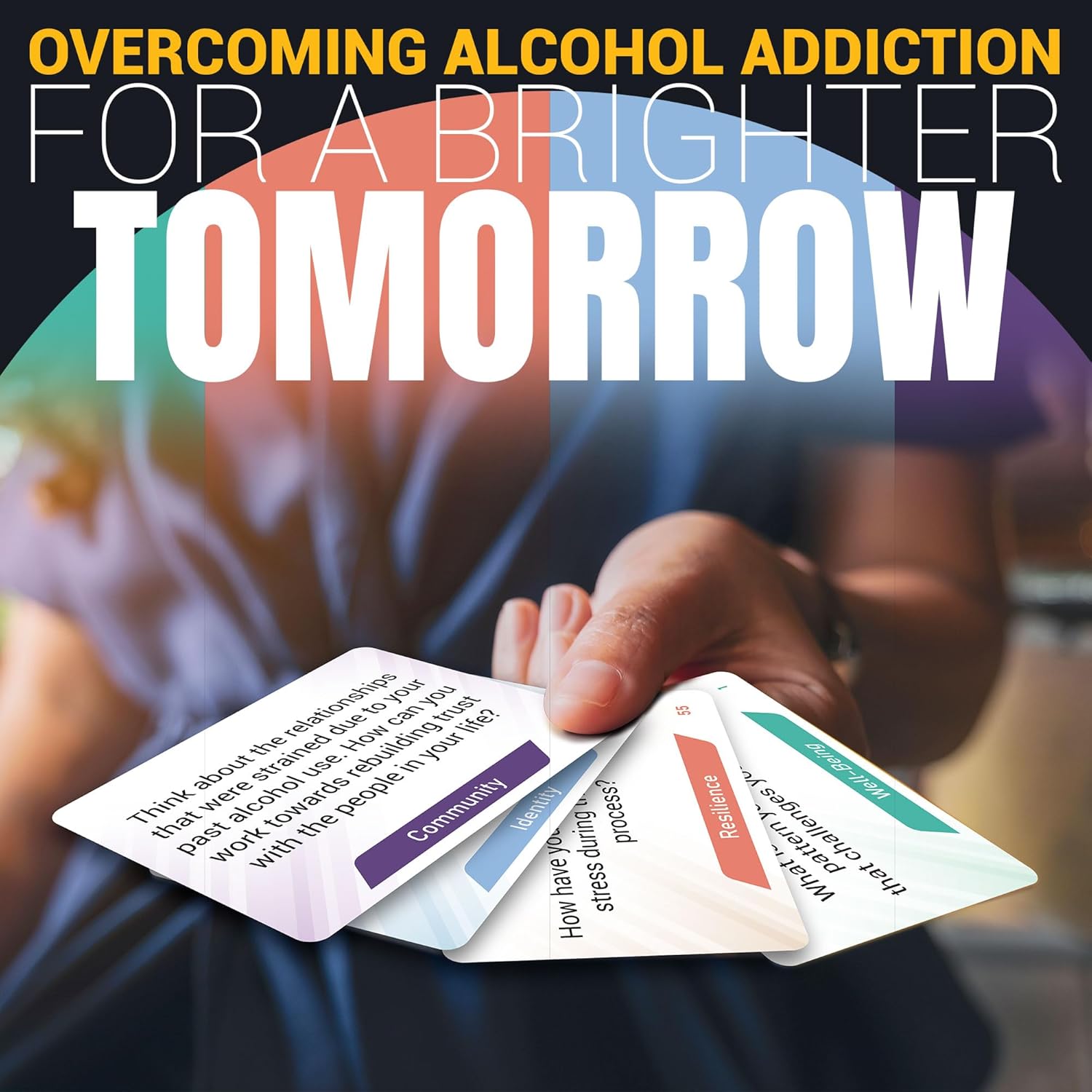 Briston Overcome Recovery Series Alcohol Addiction Therapy Flash Cards – 200 Mental Health Prompts for Sobriety Support, Counseling, Group Recovery, Wellness & Self-Reflection Tool