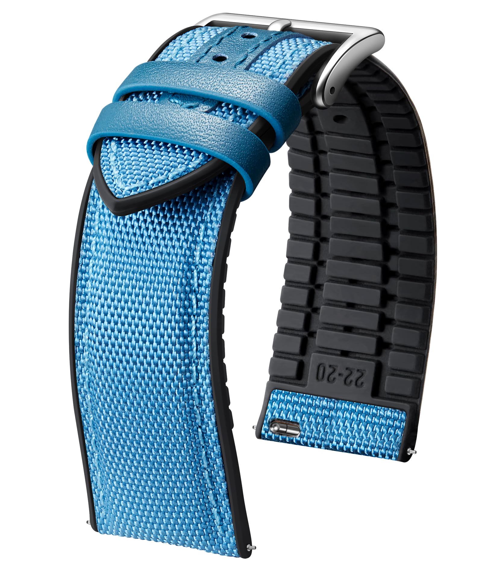 BINLUN Nylon Silicone Watch Bands 18mm 19mm 20mm 21mm 22mm Quick Release Canvas Rubber Hybrid Watch Strap Replacement Watchband for Men Women 9 Colors