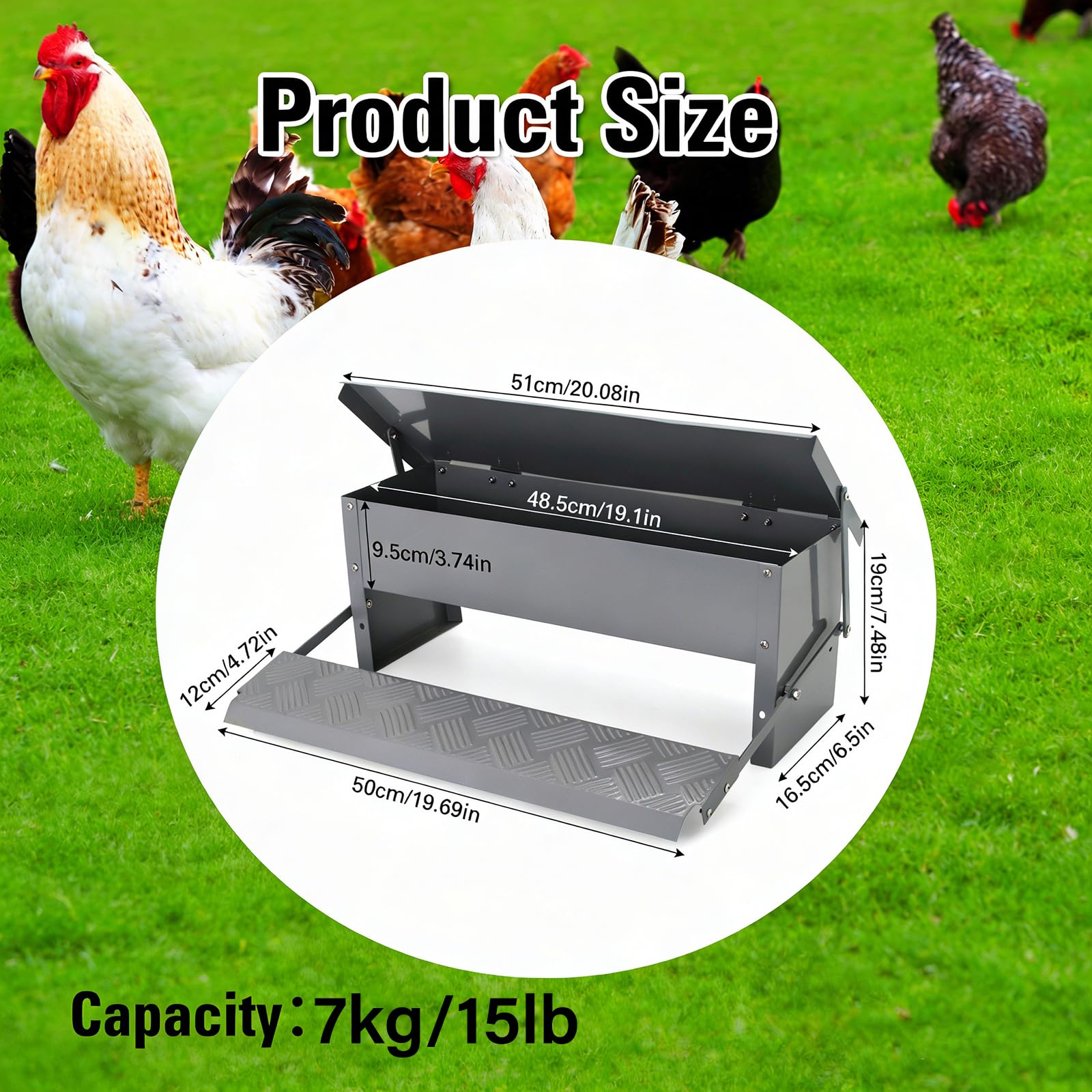 Comedero AutomáTico para Pollos, Comedero De Acero Inoxidable para Uso Intensivo, Resistente Al Agua Y A Prueba De Ratas Comedero para Aves De Corral, para Gallinas Aves Corral,Plata