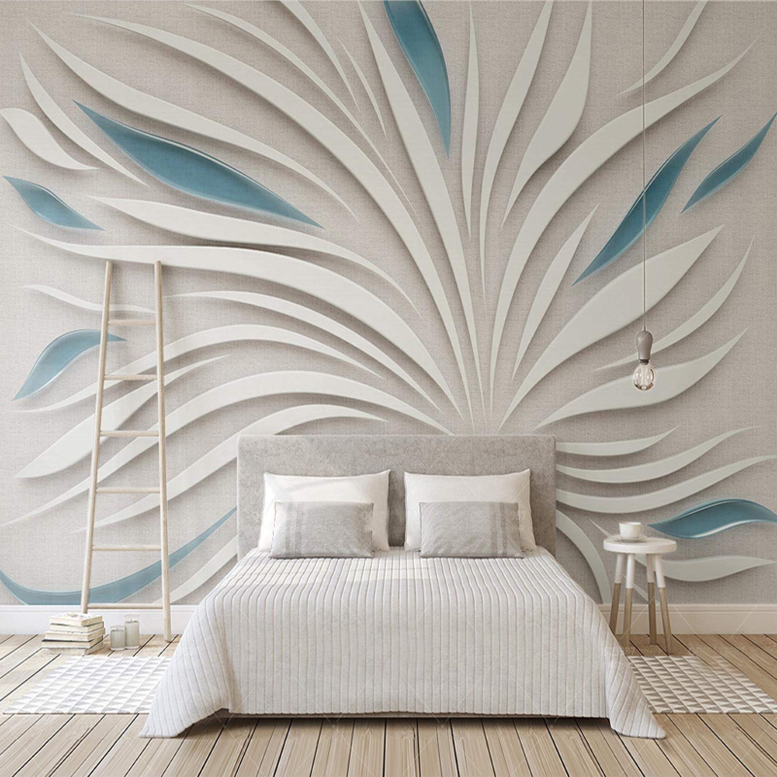 Papier peint mural avec pétales abstraits, art en relief 3D autocollant à décoller et à coller