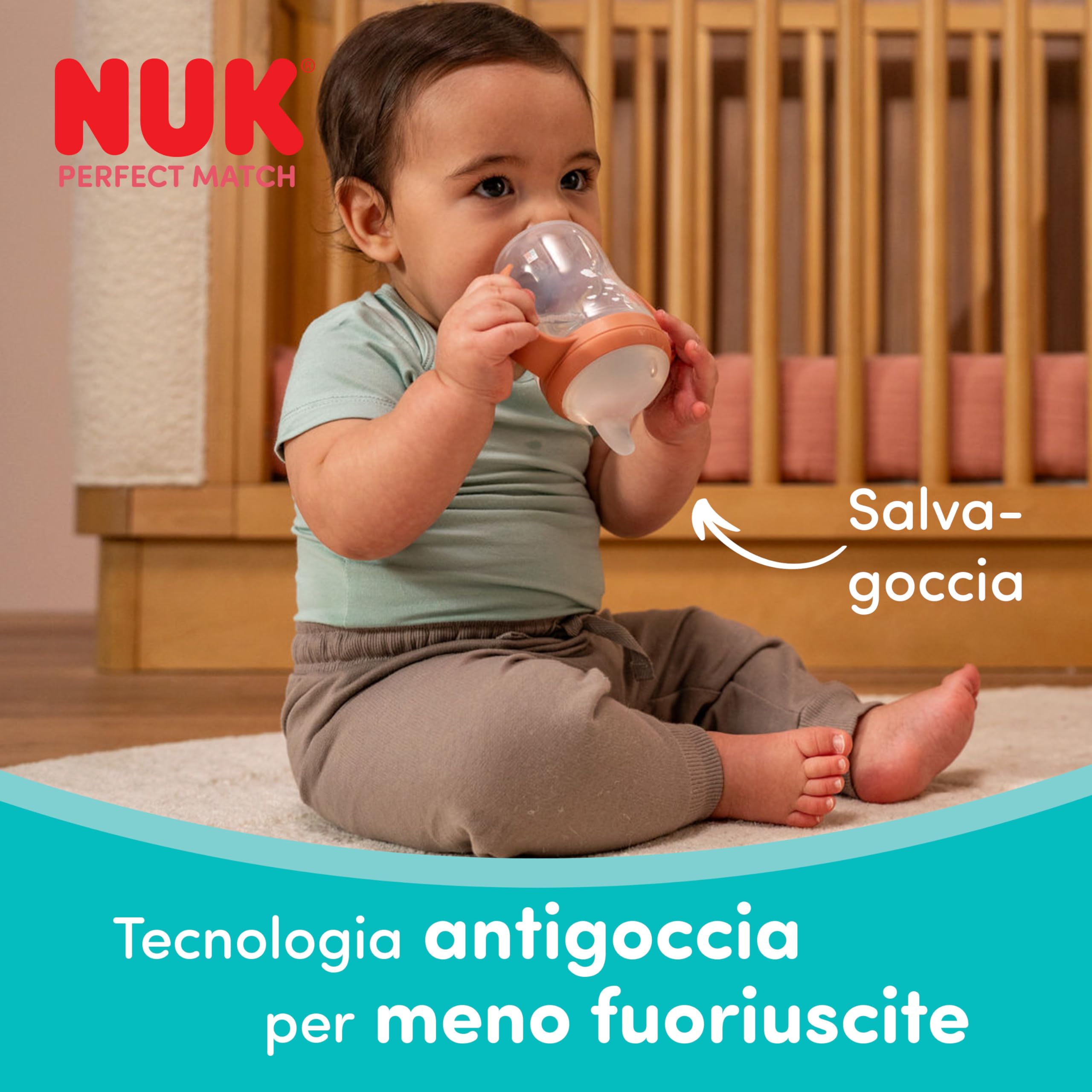 NUK Perfect Match Beccucci per Biberon | 6+ mesi | Beccucci Antigoccia per Tazze Sippy | Silicone | Confezione da 2