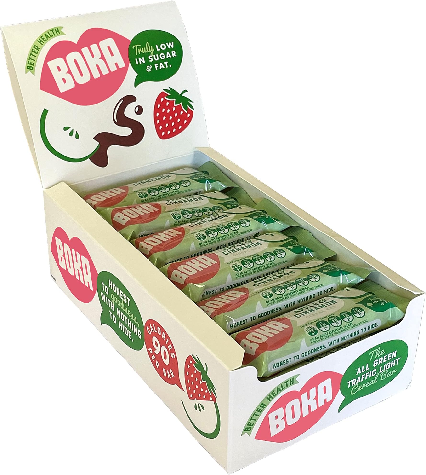 Food Chewy Apple & Cinnamon Cereal Bars 24 x 30g, Healthier Snack, Vegan, Low Sugar, Low Fat & High Fibre Breakfast Bars - Great for Kids & Adults. Nut Free