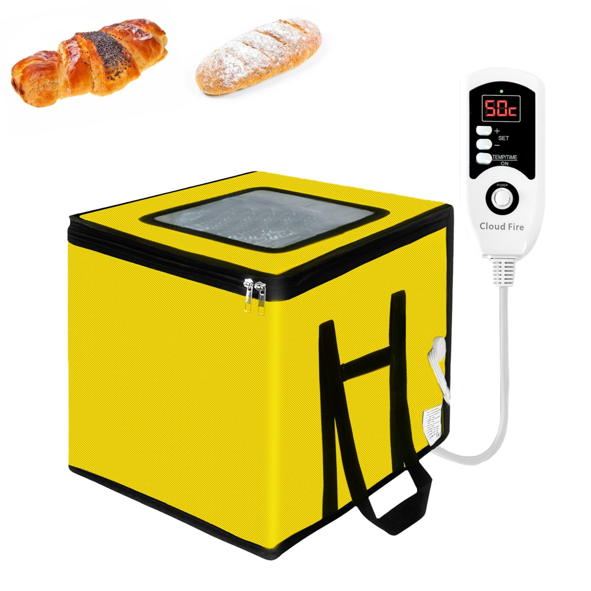 Dough Proofing Box Heater 100w,Sourdough Starter Warmer with NTC Sensor,20L Proofer Foldable Precise Control Temp & Time for Fermentation Sourdough,