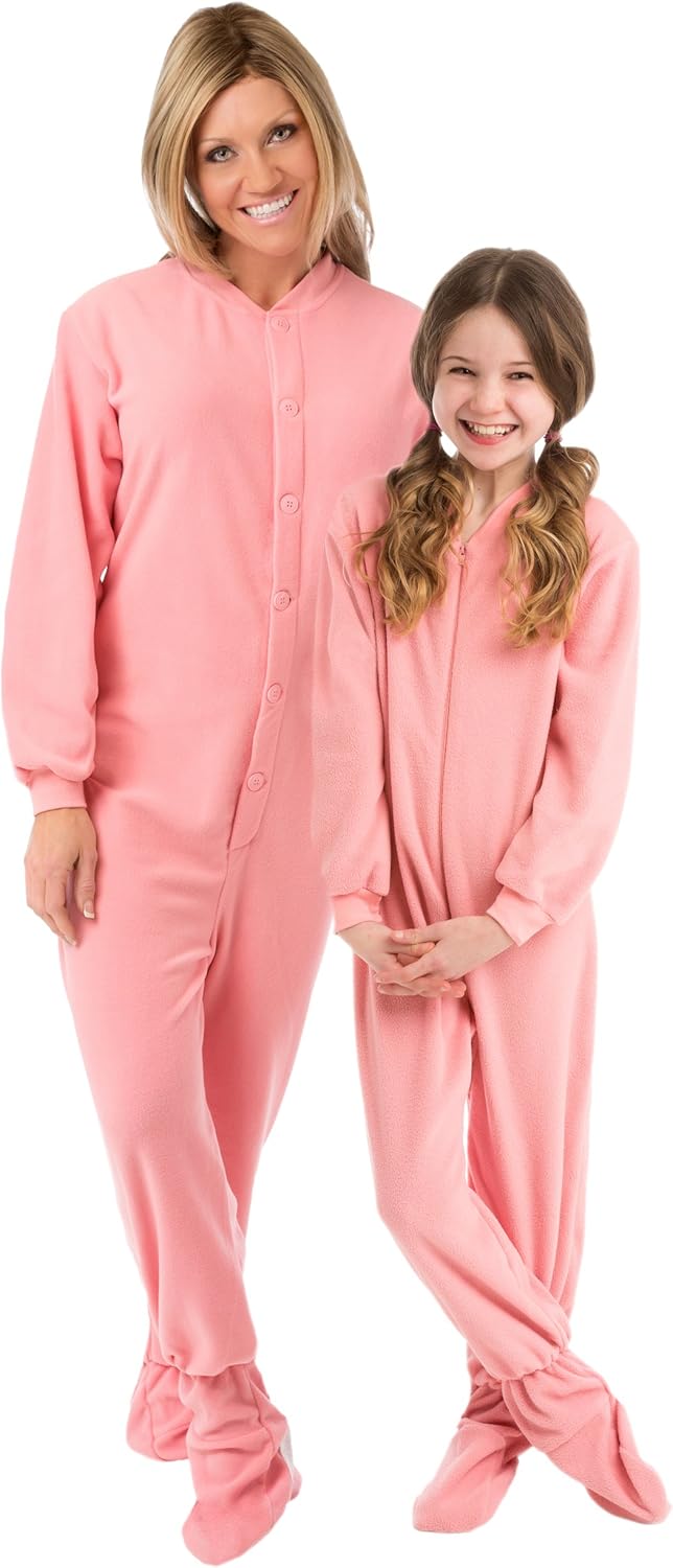 BIG FEET PAJAMA CO. Pink One Piece Girls Youth Kids Footed Onesie Fleece Footie Pajamas