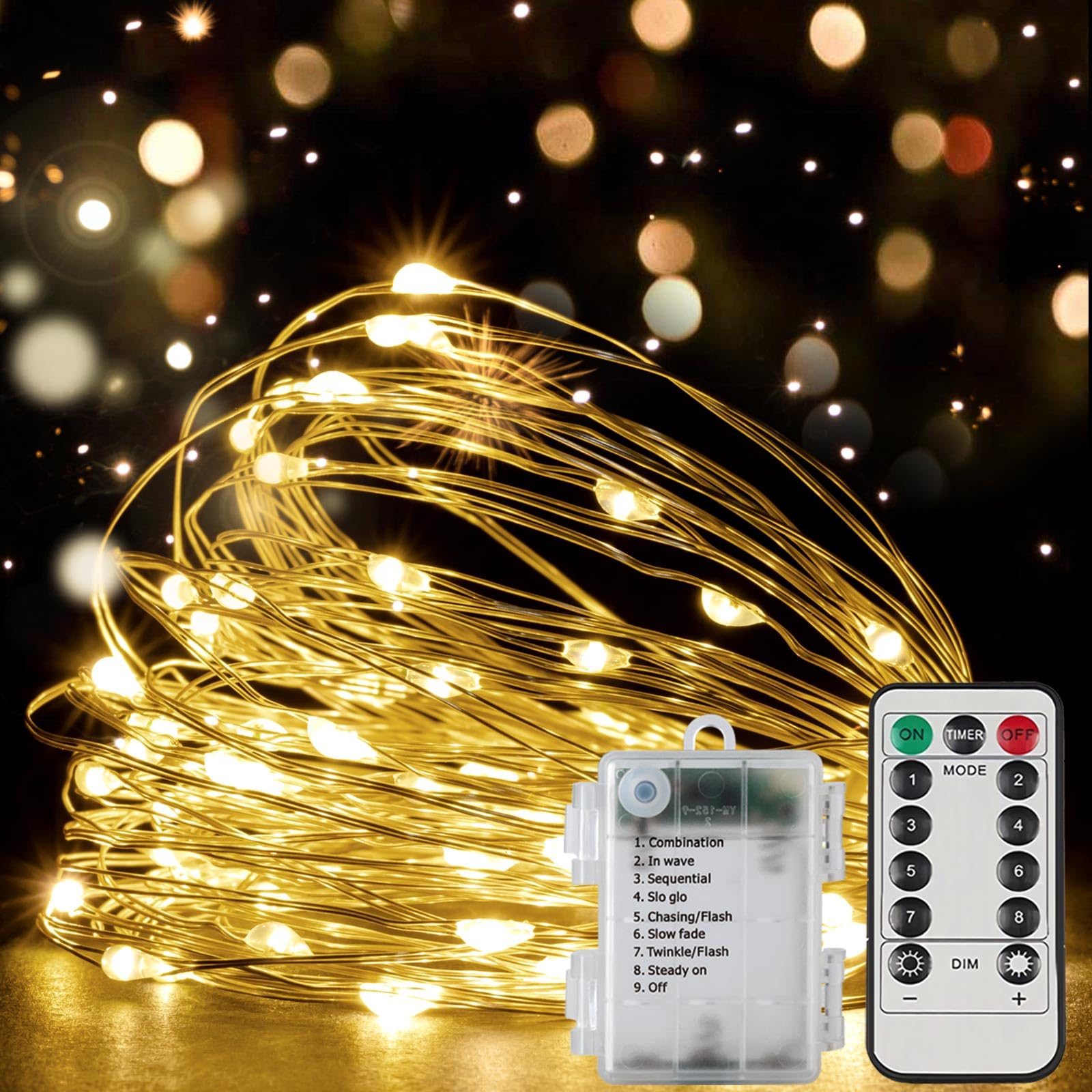 2 Luci A Batteria 50 LED Ciascuna – Filo Di Rame Impermeabile Per Interni/esterni, Luce Calda Per Decorazioni Fai Da Te