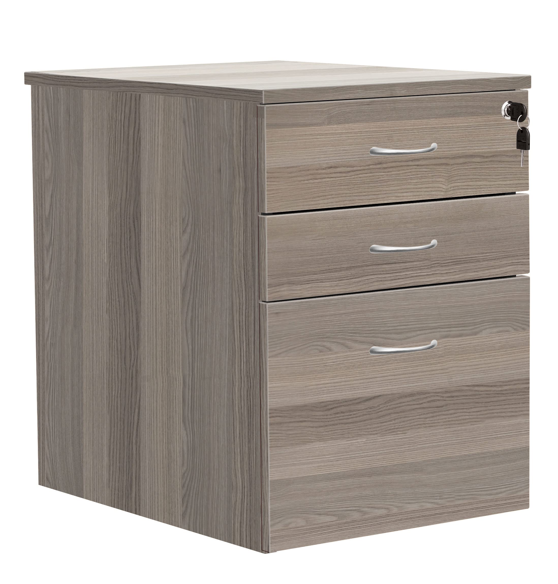 Wooden Pedestals Grey 3 Drawer High Mobile Pedestal Oak