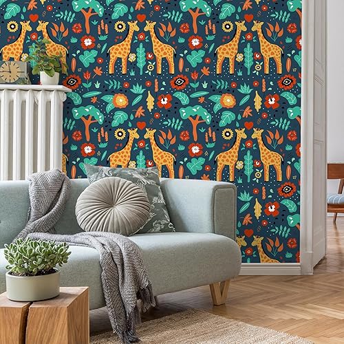 Papel tapiz de despegar y pegar para niños, 17.7 x 236 pulgadas, papel tapiz extraíble para niños, autoadhesivo, color azul, papel de contacto